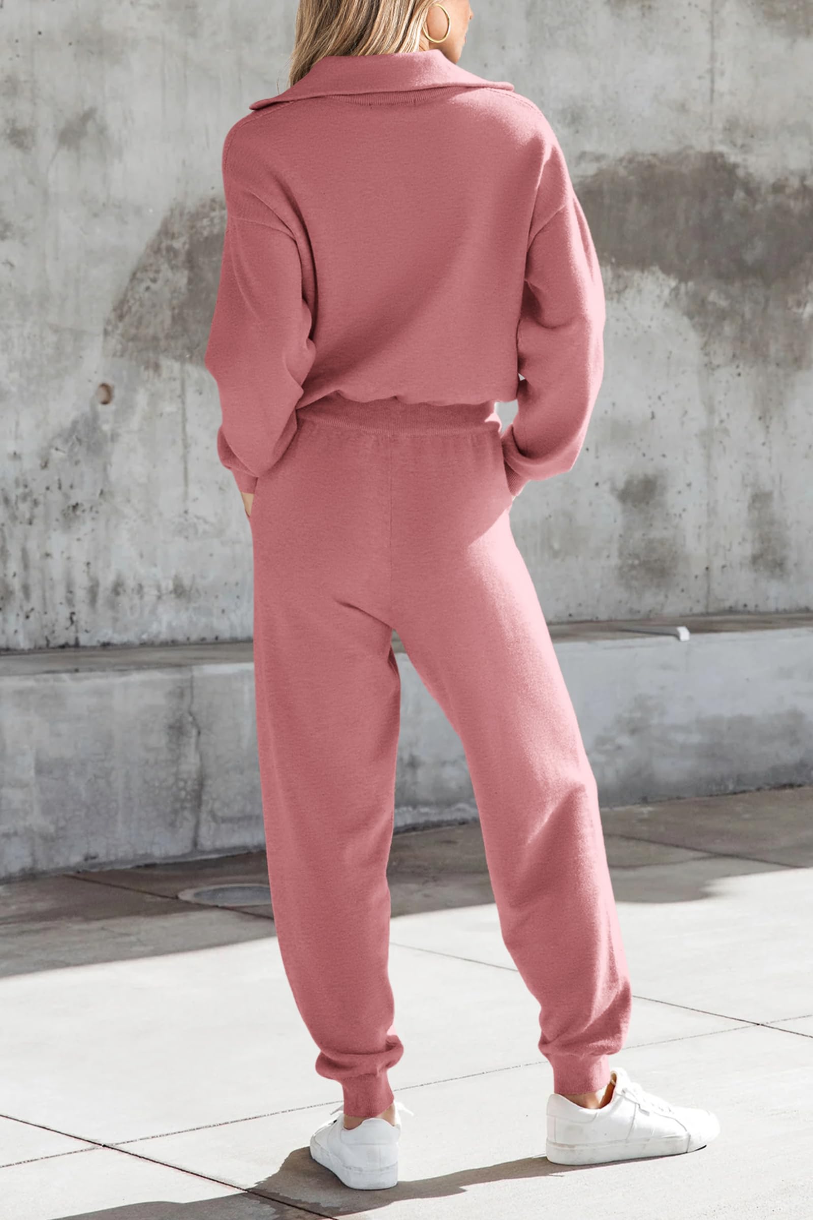 PRETTYGARDEN Women's 2 Piece Sweater Set Pullover Zip Up Sweatshirt Jogger Sweatpants Tracksuit Casual Outfit