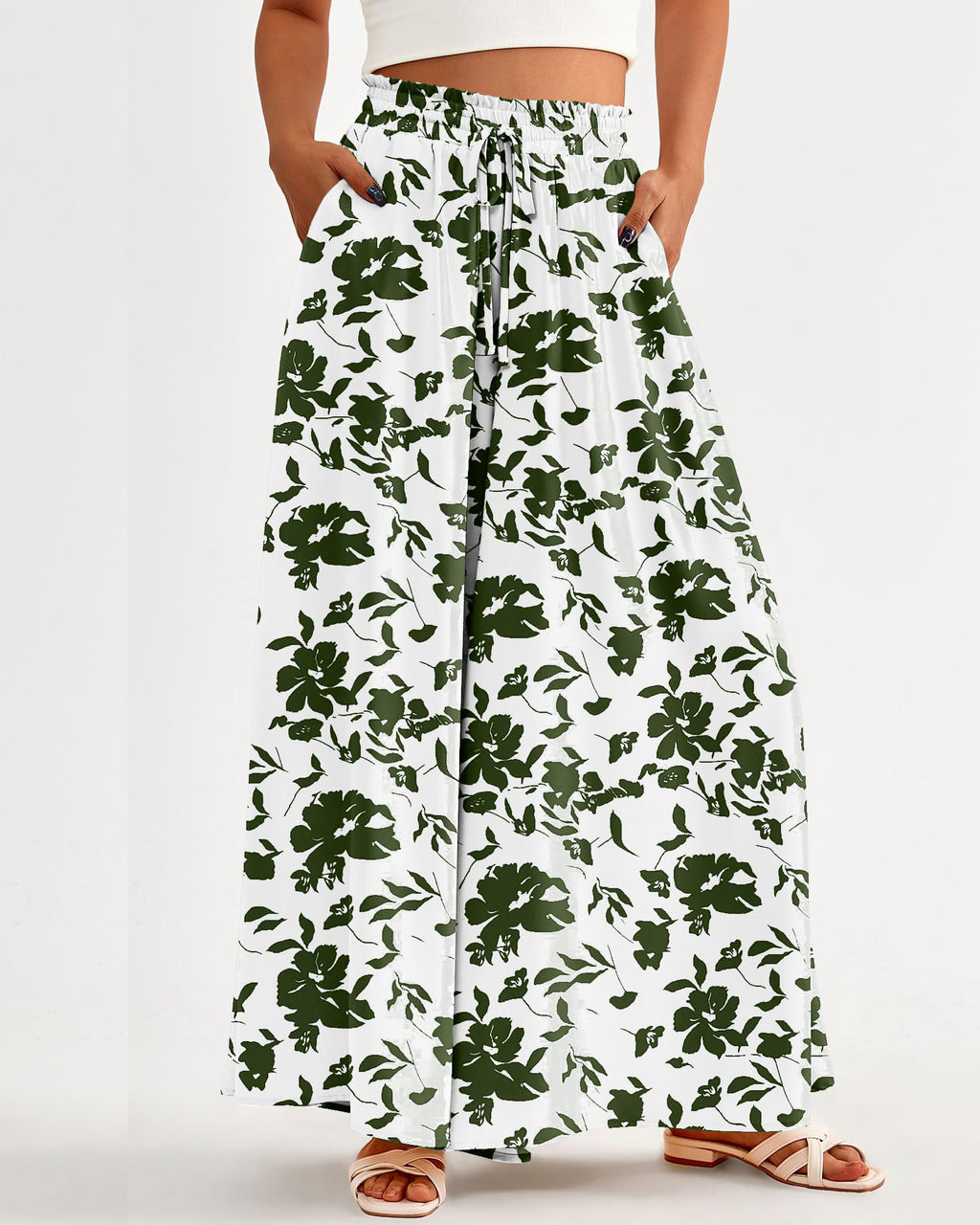 BTFBM Women Casual High Waist Wide Leg Pants Spring Summer Long Palazzo Pants Pocket Lounge Beach Vacation Clothes