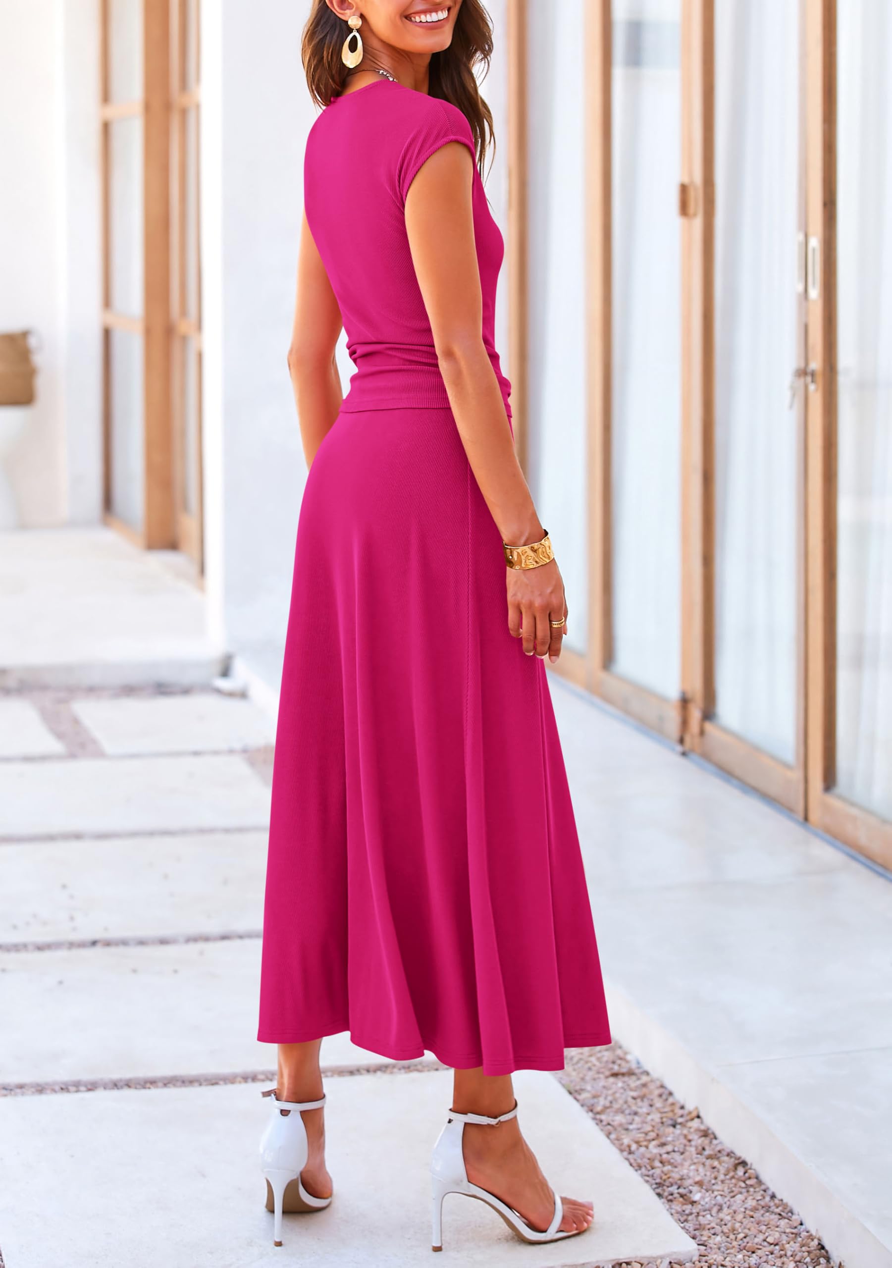 PRETTYGARDEN Two Piece Skirt Set for Women Summer Spring Dressy Casual Knit Travel Vacation Matching Lounge Outfits