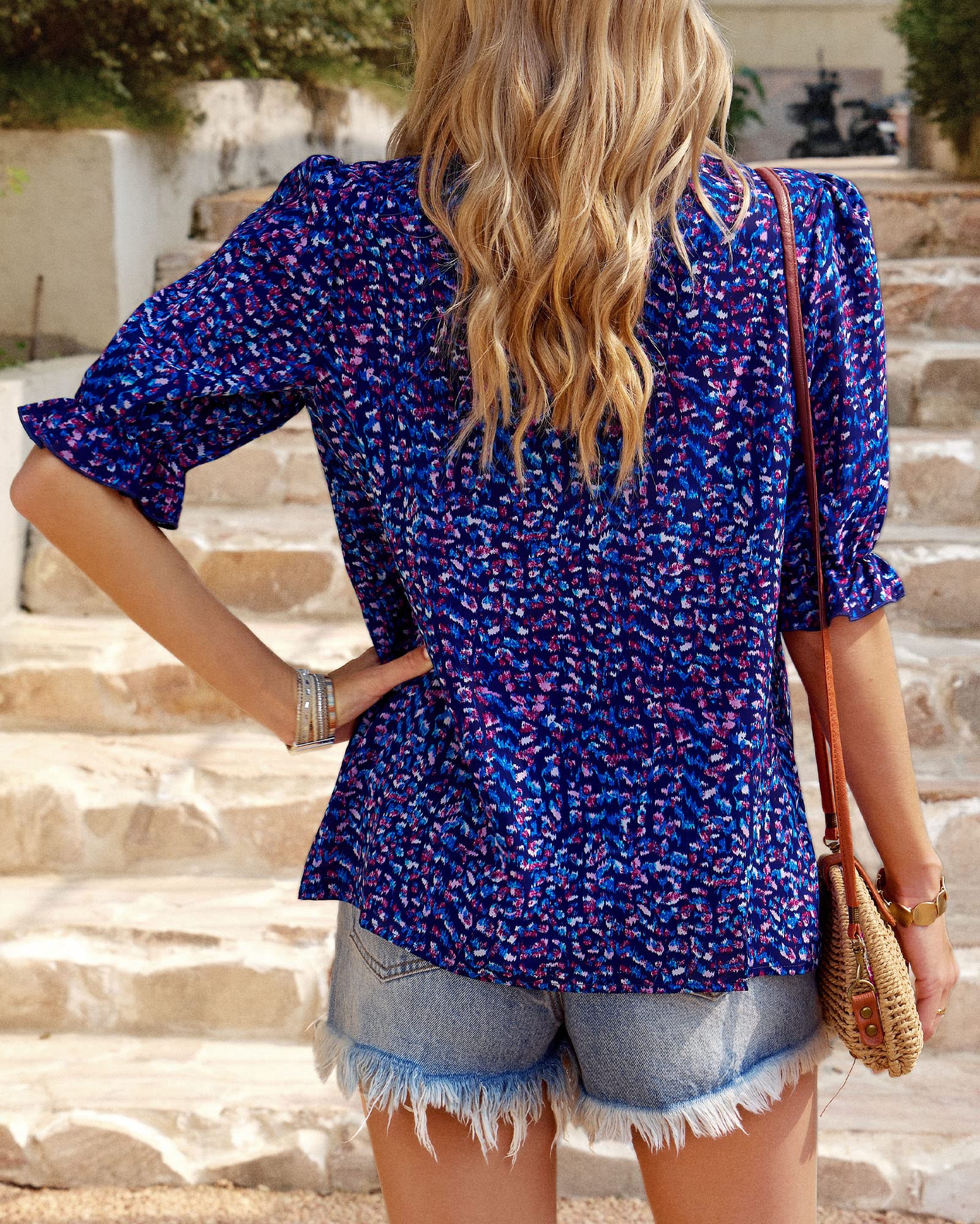 FreshPretty Women's Dressy Casual Blouses Business Work Tops Lace Trim Short Sleeve Office Shirts Summer Spring Outfits