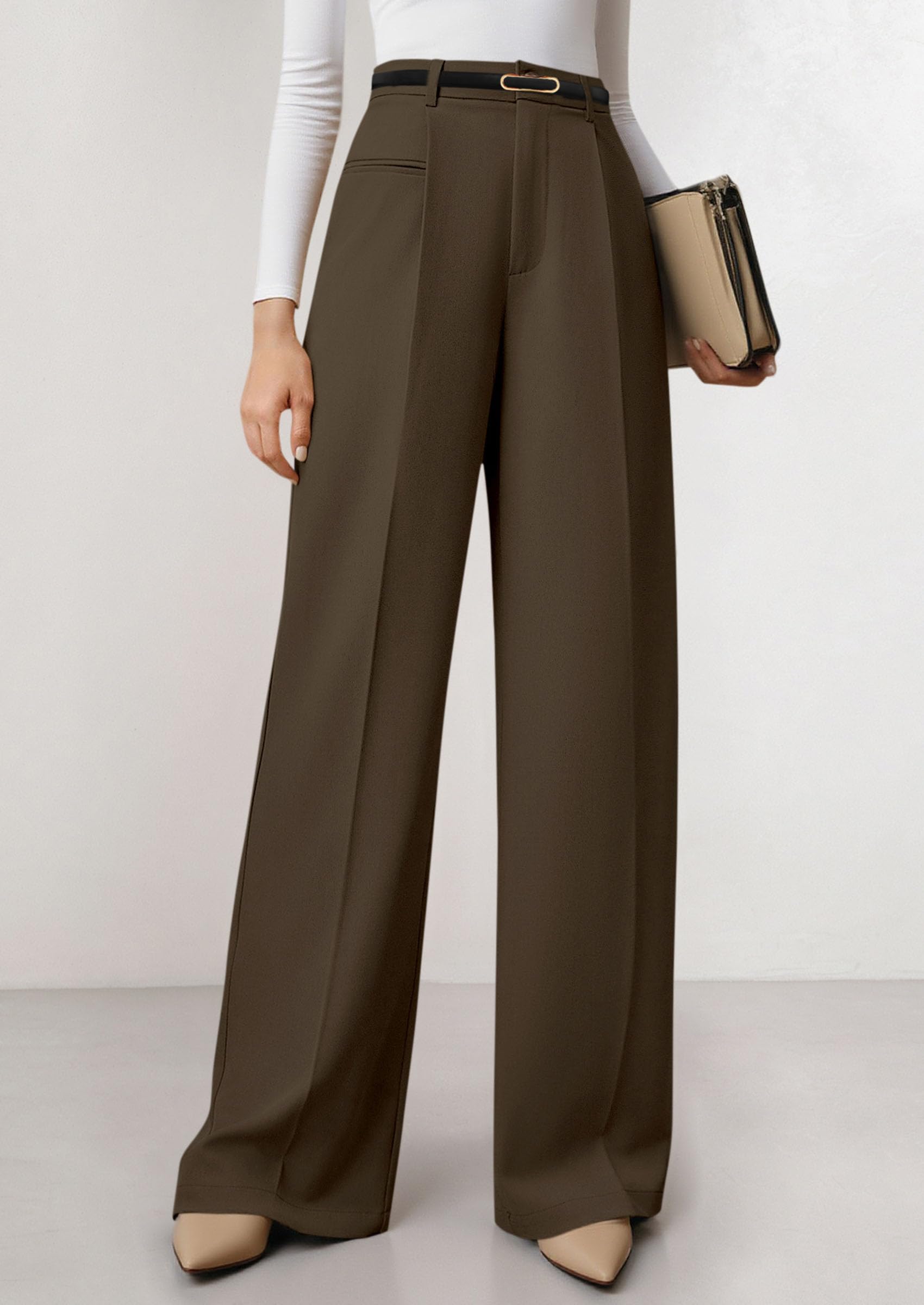 PRETTYGARDEN Womens Wide Leg Dress Pants Business Casual Flowy Work Palazzo Pants High Waisted Slacks Trousers