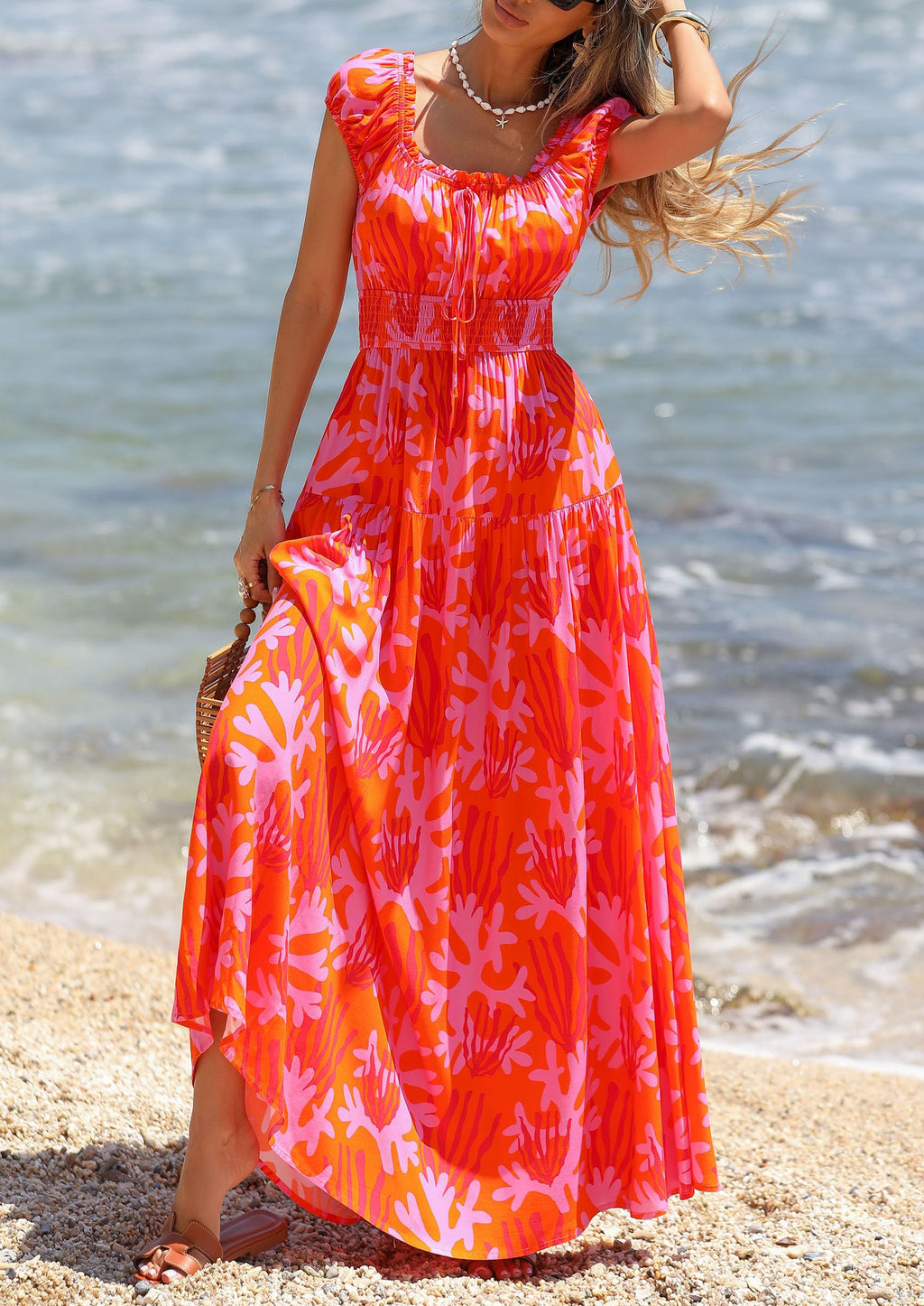 PRETTYGARDEN Boho Maxi Dresses for Women  Summer Floral Wedding Guest Dress Resort Wear Spring Long Flowy Beach Sundress