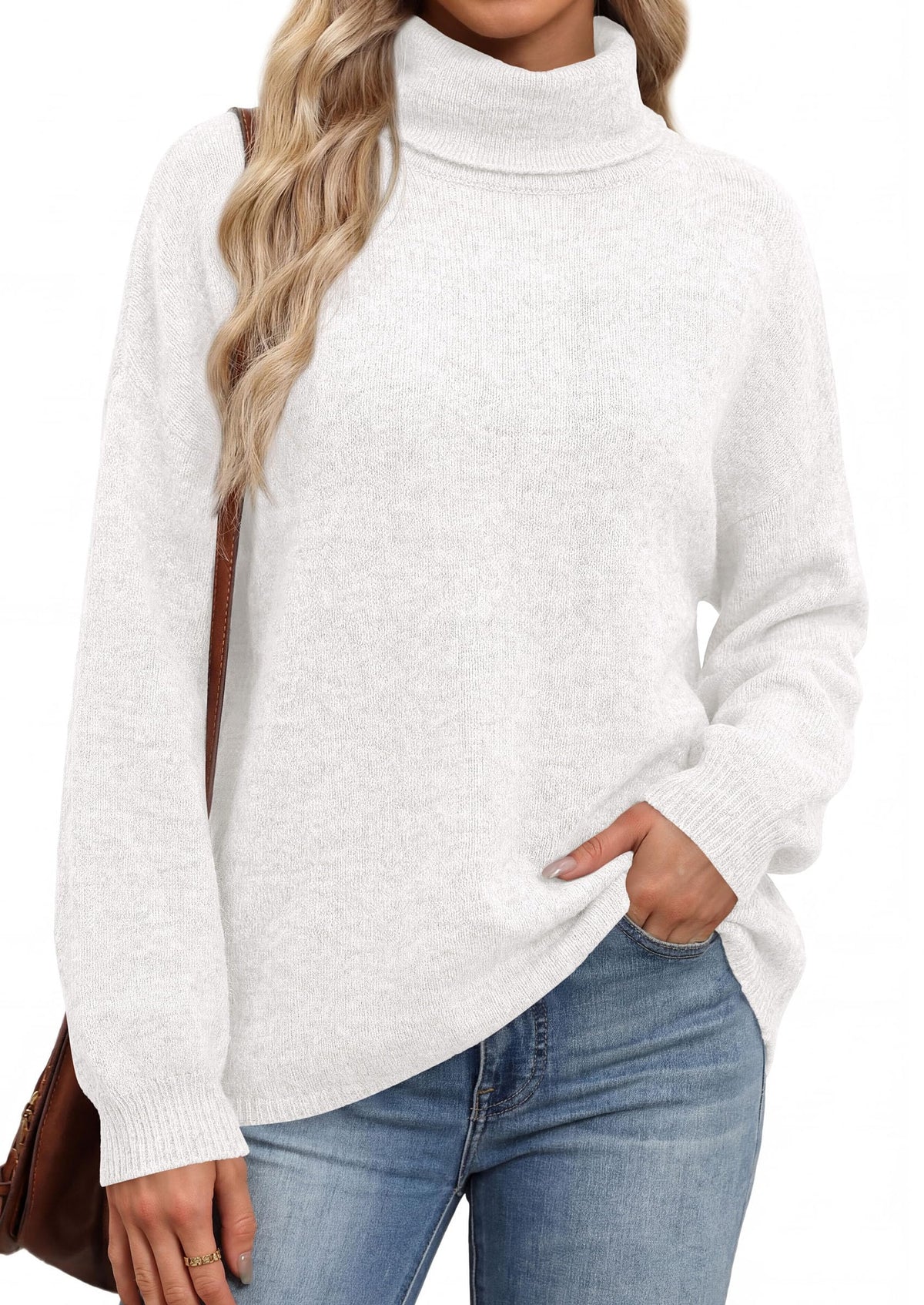 PRETTYGARDEN Women's Winter Turtleneck Sweaters Oversized Warm Pullover,Cozy Chunky Knit Sweater, Long Sleeve Tunic, Loose Fit Dressy Casual Tops, Trendy Fall Fashion Clothing, Holiday Outfits