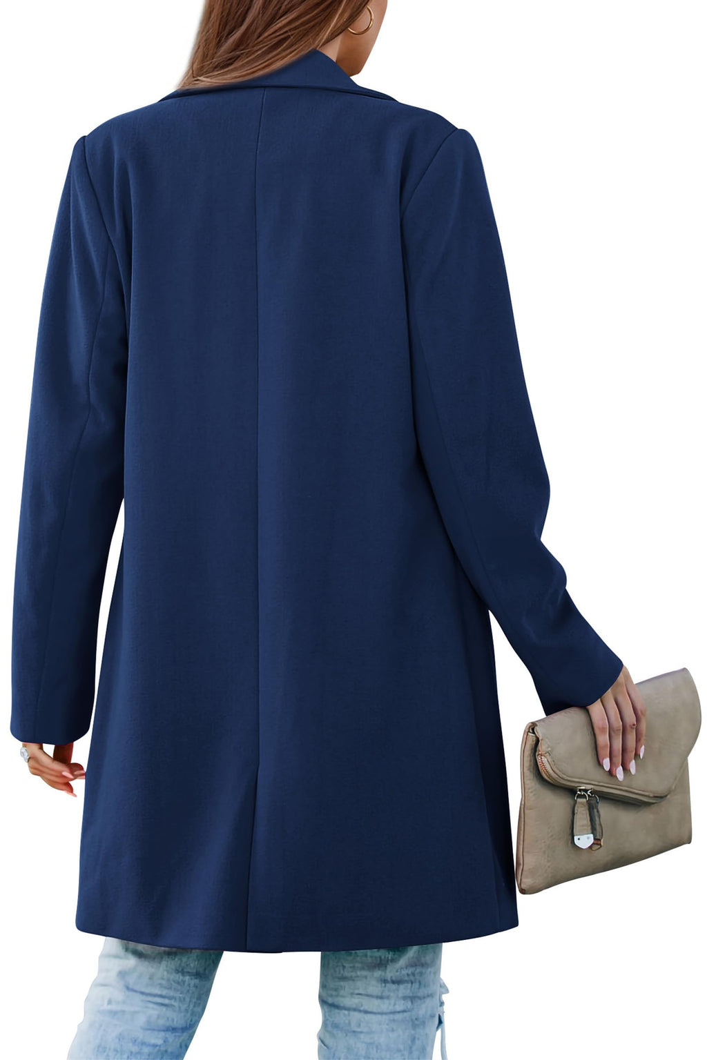 PRETTYGARDEN Women's Spring Fall Long Blazer Jackets Long Sleeve Lapel Pockets Loose Fit Work Casual Blazers Outerwear