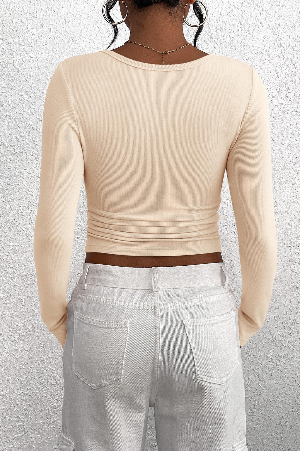 PRETTYGARDEN Women's Fall Long Sleeve Henley T Shirts Button Ribbed Knit Slim Fit Basic Tops Blouse Casual Outfits