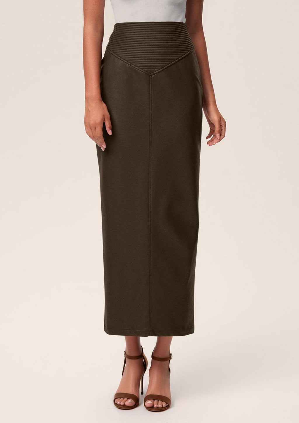 PRETTYGARDEN Long Skirts for Women Fall Fashion Clothing Faux Leather High Waist Dressy Casual Slit Pencil Maxi Skirt