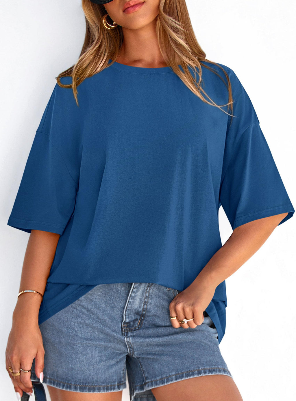 PRETTYGARDEN Women's Spring Going Out Tops Casual Short Sleeve Crewneck Loose Fit Basic Cute Tee Shirts Summer Outfits