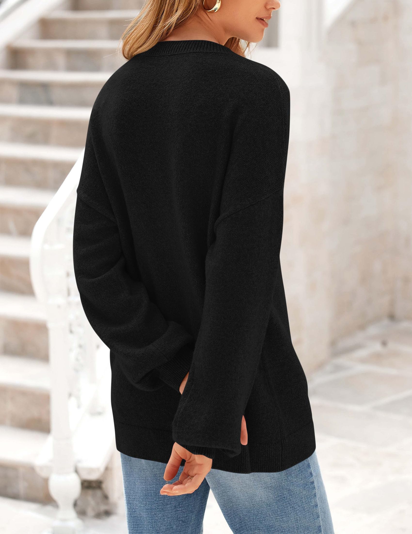 PRETTYGARDEN Women's Fall Sweaters Casual Crew Neck Long Sleeve Pullover Tops Ribbed Knit Loose Fit Winter Clothes