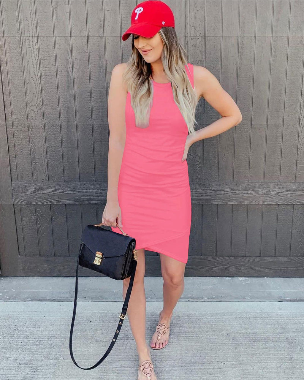 FreshPretty Women Summer Dresses Sleeveless Tank Ruched Bodycon Sundresses for Women Party Beach Mini Casual Spring Dress