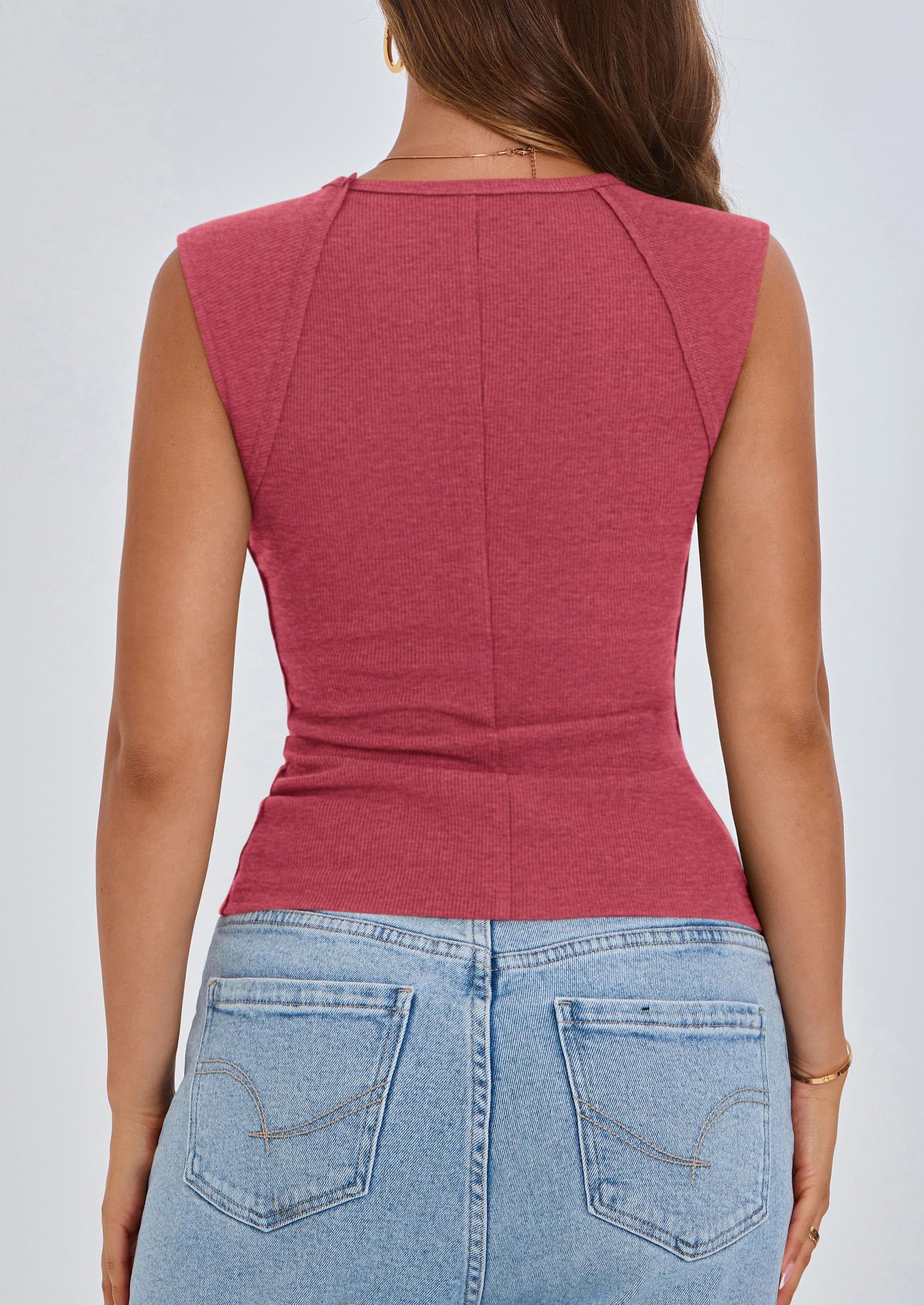 PRETTYGARDEN Women's Ribbed Tank Tops Summer Cap Sleeve Slim Fitted Knit Basic Casual Tee Shirts Trendy Fashion Clothes