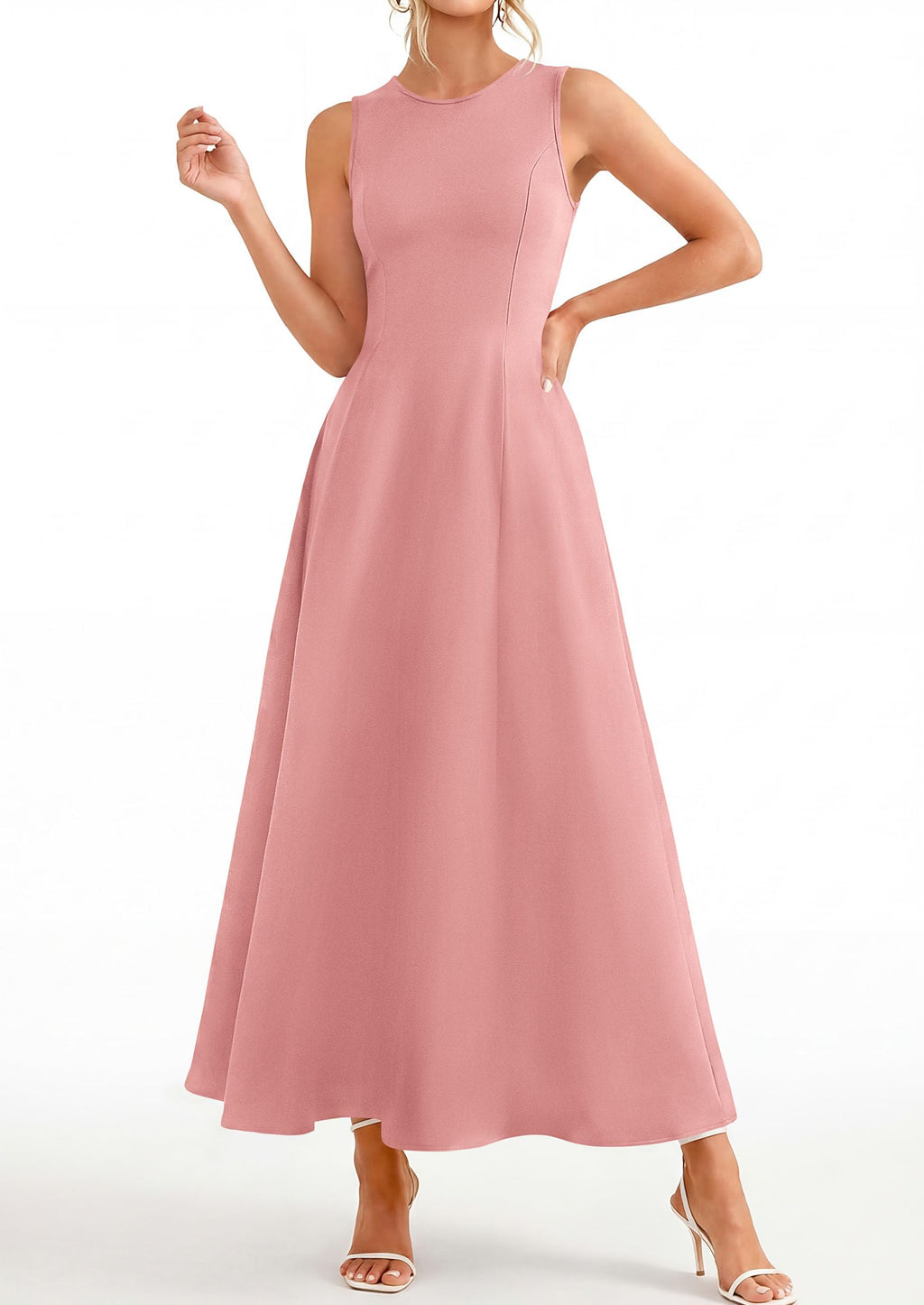 PRETTYGARDEN Women's Maxi Dress Summer Wedding Guest Spring A Line Long Tank Flowy Modest Sleeveless Cocktail Dresses