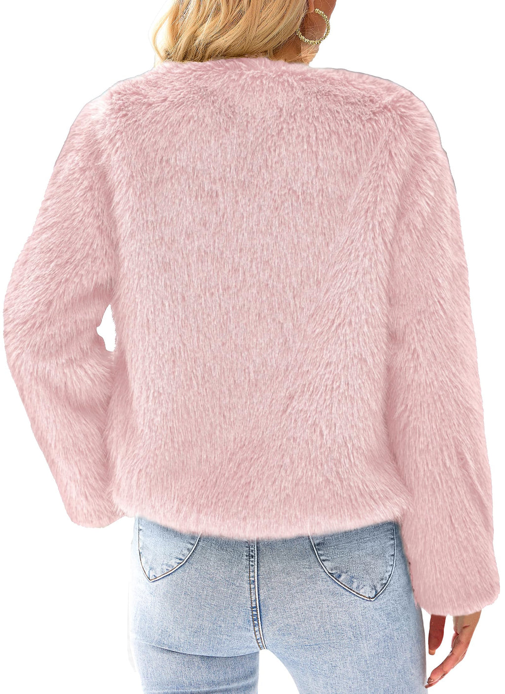 PRETTYGARDEN Women's Winter Coats Fleece Cropped Jacket Faux Fur Long Sleeve Pockets Shaggy Warm Outerwear Fall Clothes