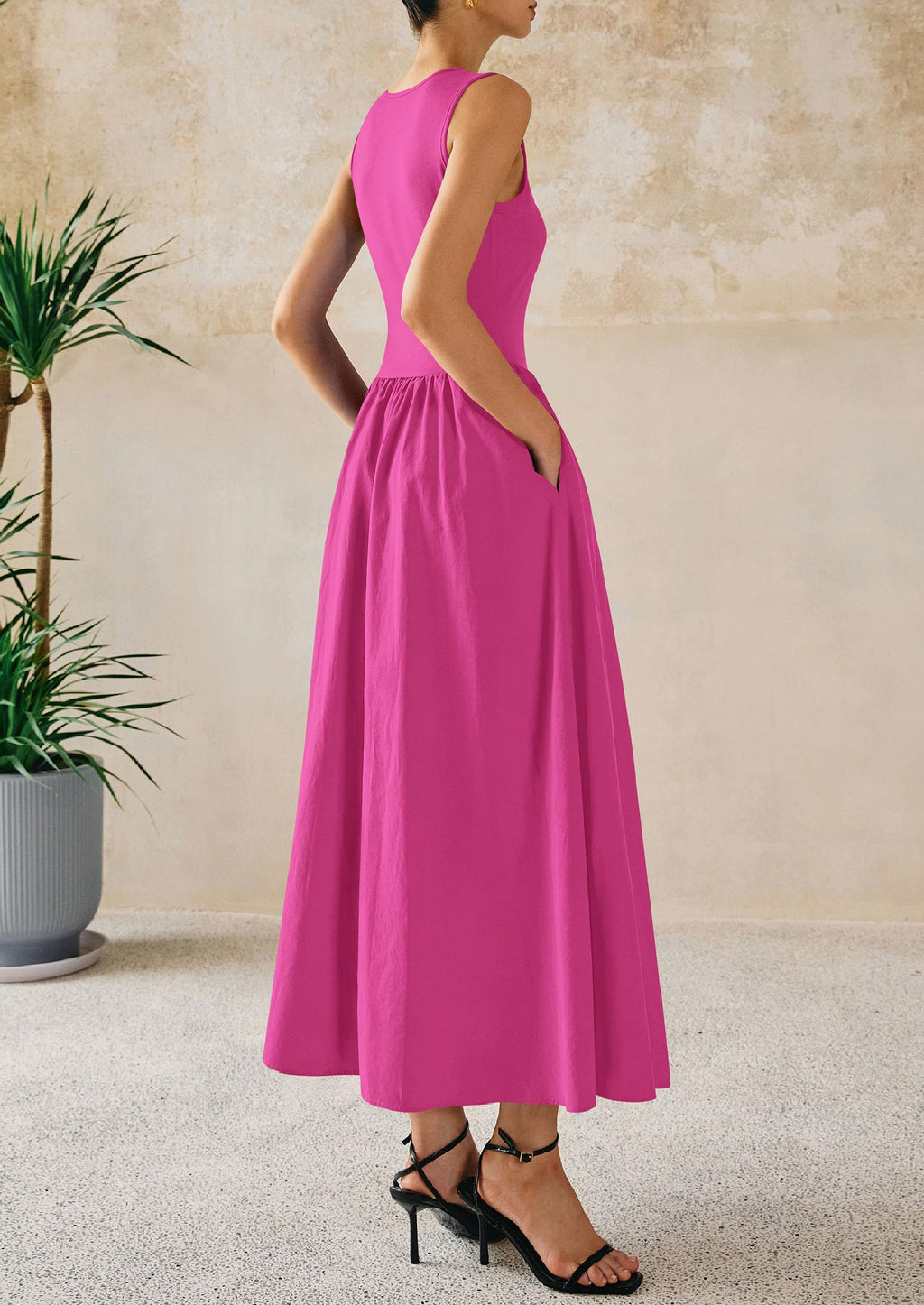 PRETTYGARDEN Maxi Dresses for Women Summer Casual Sleeveless Patchwork Flowy Vacation Sundress Knit Long Work Tank Dress