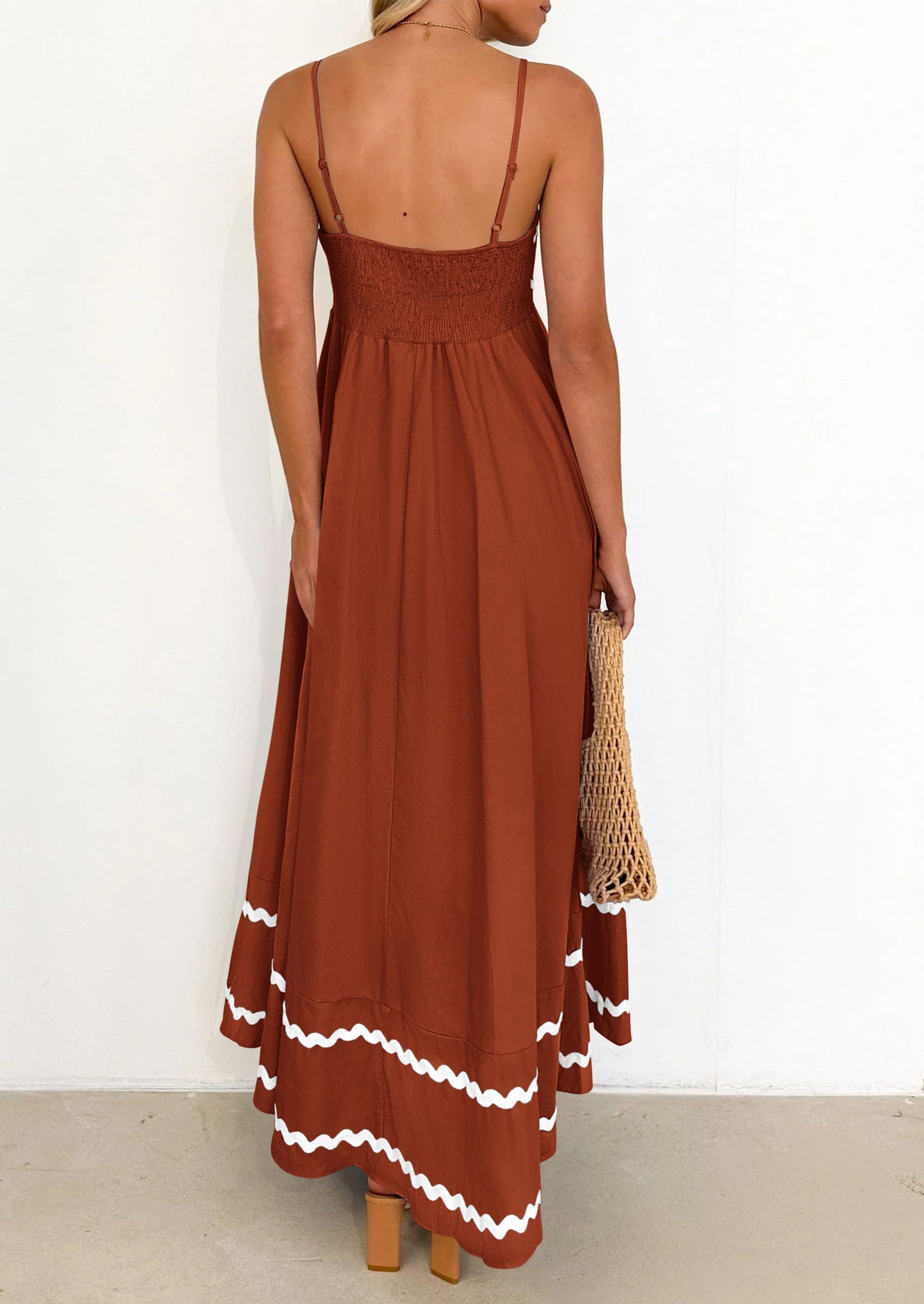 PRETTYGARDEN Women's Summer Flowy Maxi Dress Casual Sleeveless Spaghetti Strap Ruffle Beach Long Dresses