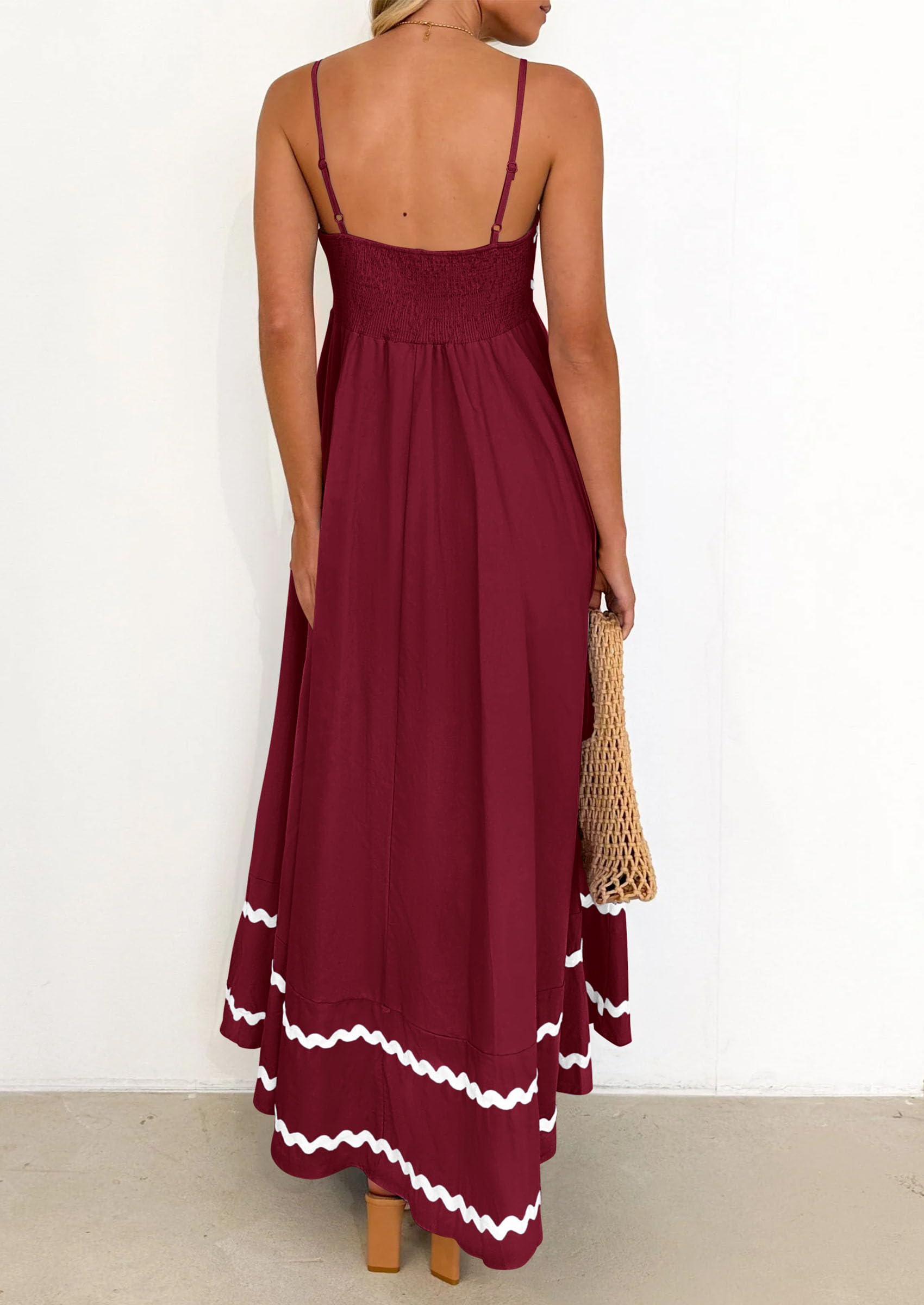 PRETTYGARDEN Women's Summer Flowy Maxi Dress Casual Sleeveless Spaghetti Strap Ruffle Beach Long Dresses
