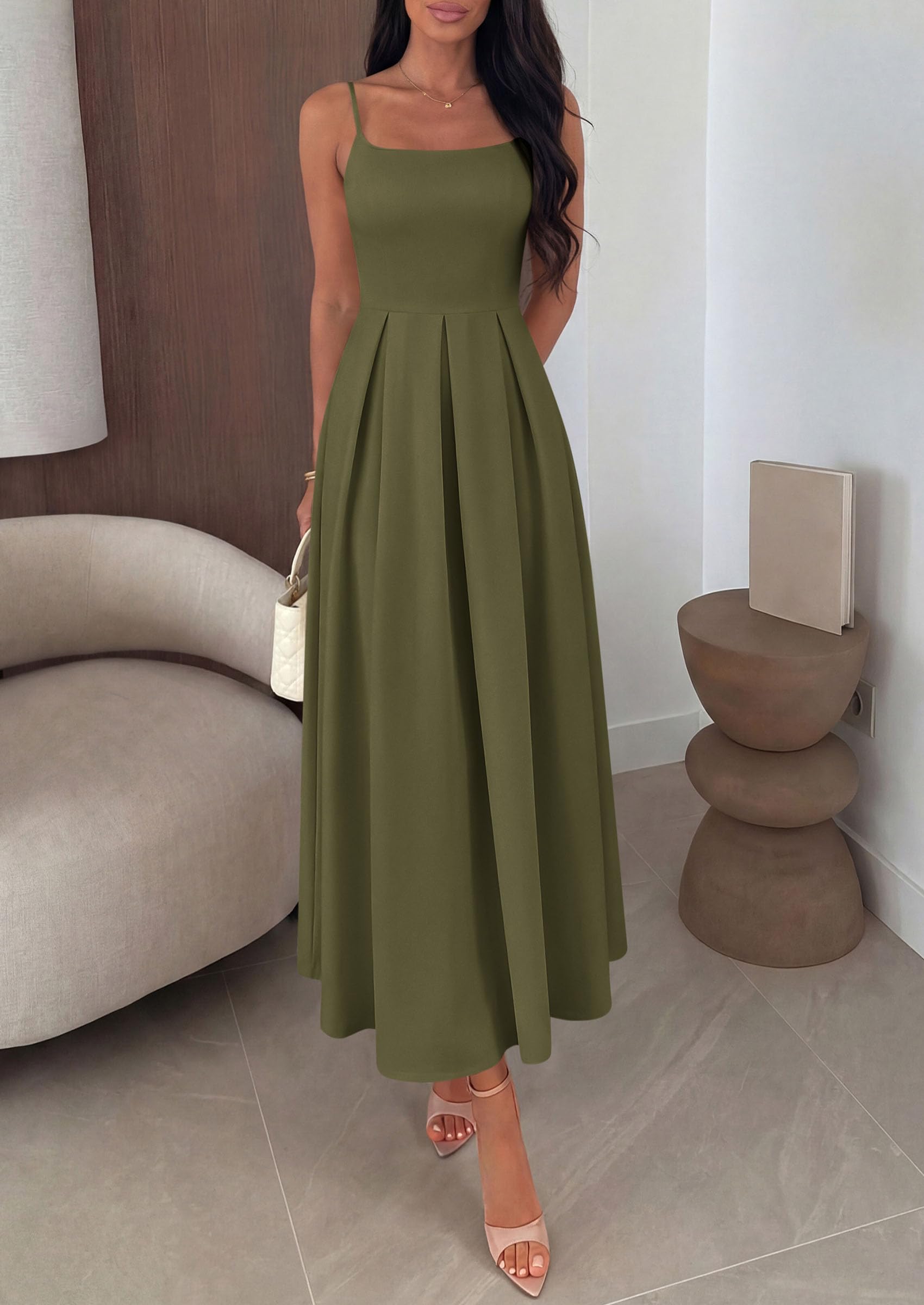 PRETTYGARDEN Cocktail Dresses for Women  Spring Elegant Ruffle A Line Long Flowy Summer Formal Wedding Guest Maxi Dress
