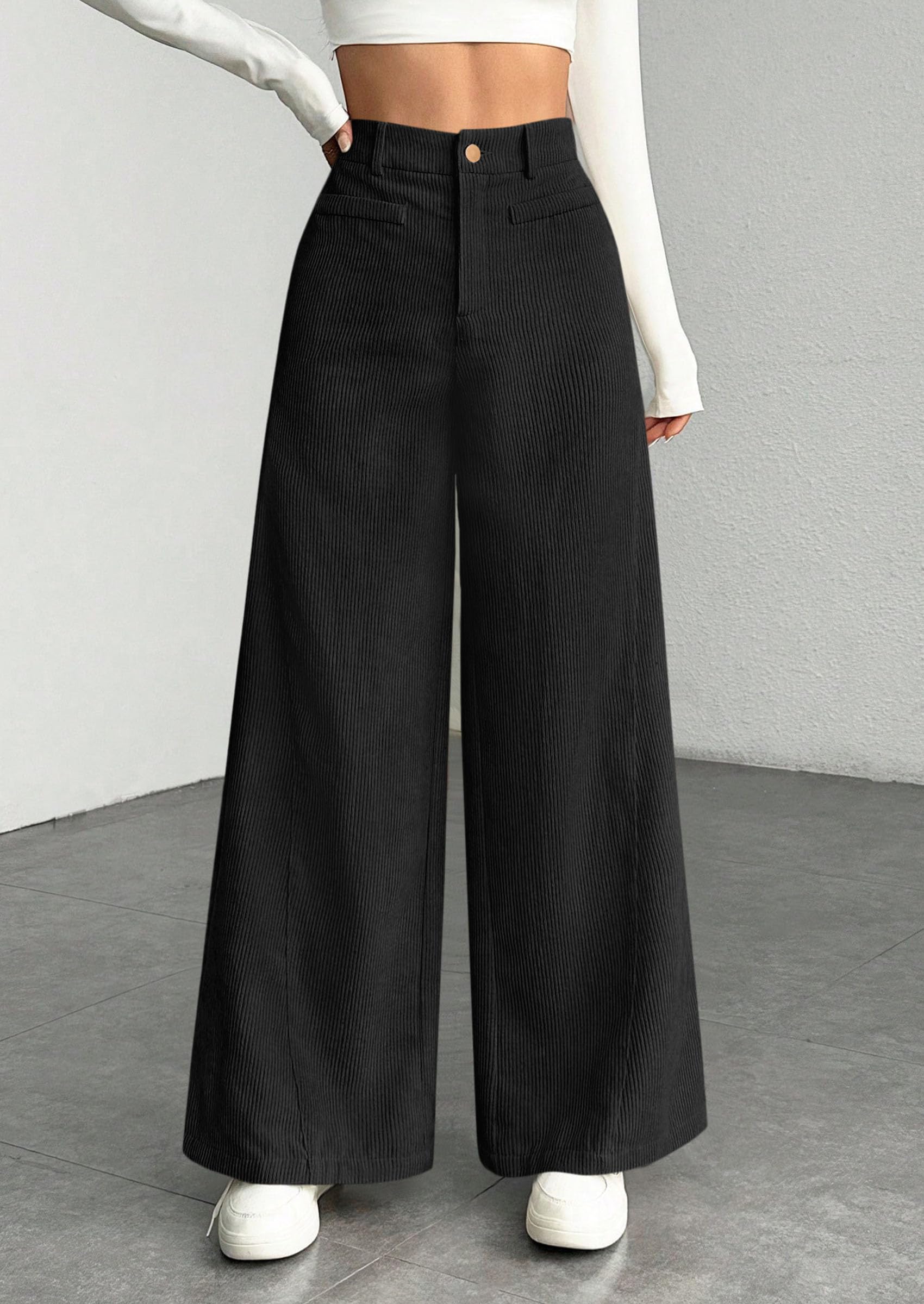 PRETTYGARDEN Women's High Waisted Corduroy Pants Casual