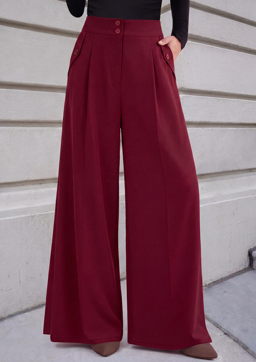 PRETTYGARDEN Women's Wide Leg Work Dress Pants Trousers | Palazzo Pant with Pockets, Lightweight Flowy, High Elastic Waistband, Office Wear, Business Casual Outfits, Fashion Clothing