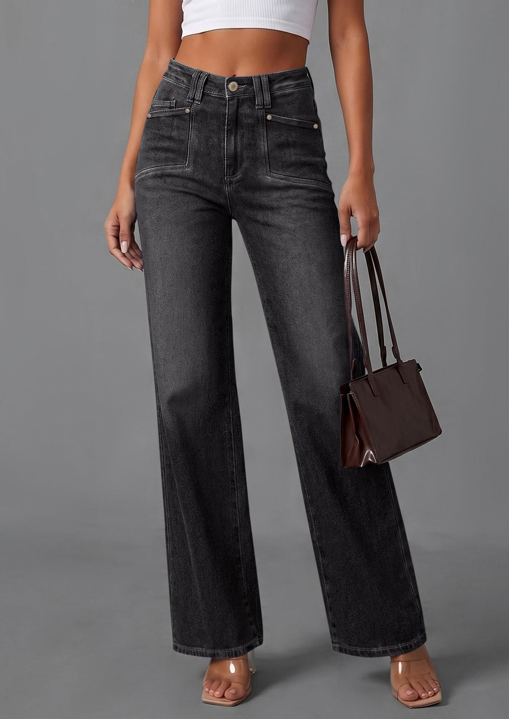 PRETTYGARDEN High Waisted Wide Leg Jeans for Women 2026 Trendy | Classic Straight Baggy Fit, Stretchy Denim Pants with Pockets, Casual Daily Work Going Out, All Season Wear