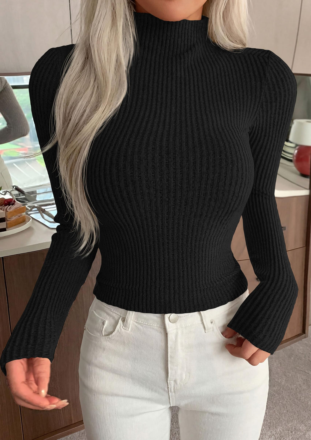 PRETTYGARDEN Long Sleeve Shirts for Women Mock Turtleneck Tops
