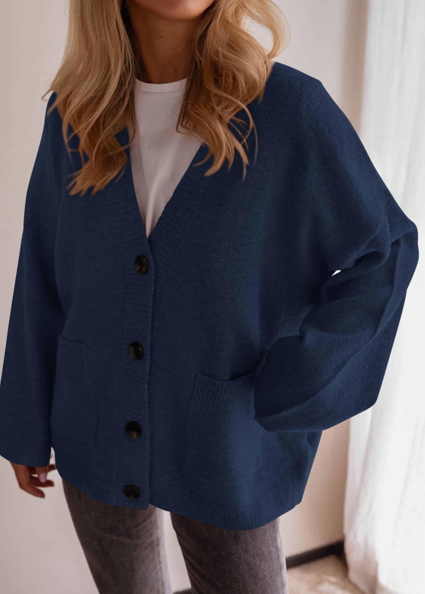 BTFBM Oversized Cardigan Sweaters for Women Trendy Fall Fashion Button Down Long Sleeve Chunky Knit Cardigans