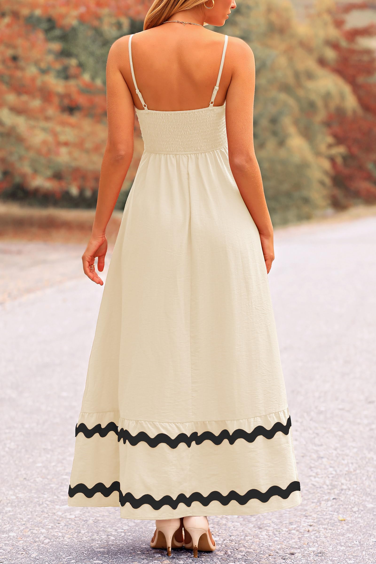 PRETTYGARDEN Women's Summer Flowy Maxi Dress Casual Sleeveless Spaghetti Strap Ruffle Beach Long Dresses