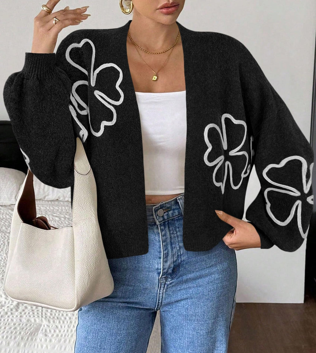 PRETTYGARDEN Women's Floral Oversized Cardigan Sweaters Trendy Fall Outfits Long Sleeve Sweater Jacket, Open Front Coat, Cozy Soft Chunky Knit, Casual Outerwear,Winter Fashion Clothing