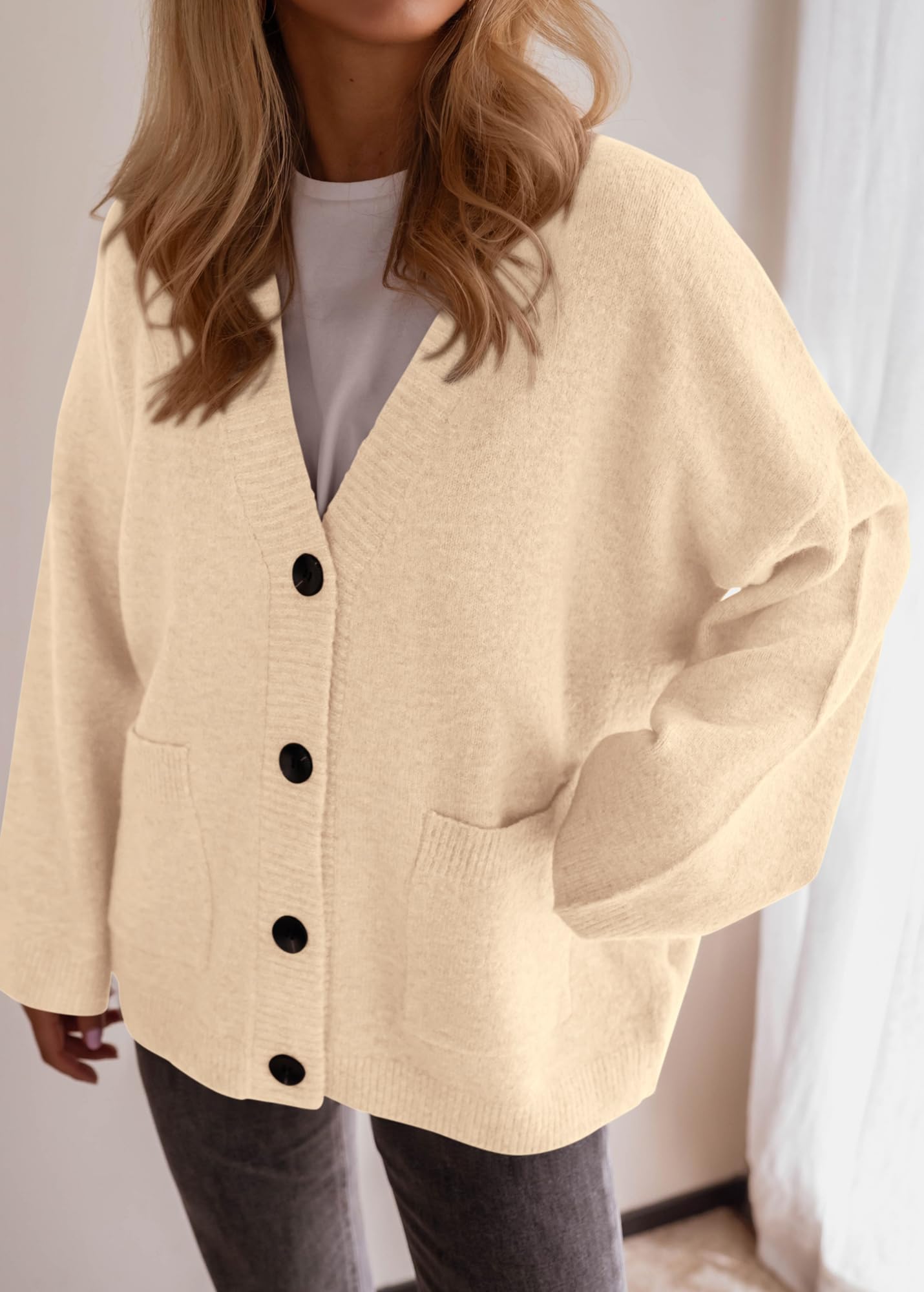 BTFBM Oversized Cardigan Sweaters for Women Trendy Fall Fashion Button Down Long Sleeve Chunky Knit Cardigans