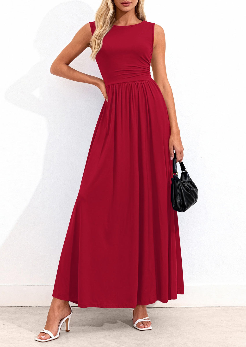 PRETTYGARDEN Summer Maxi Dresses for Women Sleeveless A Line Flowy Long Casual Sundress Wedding Guest Fashion Clothing