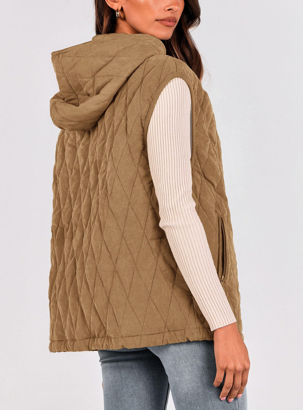 PRETTYGARDEN Women's Fall Spring Vest Casual Sleeveless Hooded Zip Up Jacket Trendy Winter Coat Outerwear