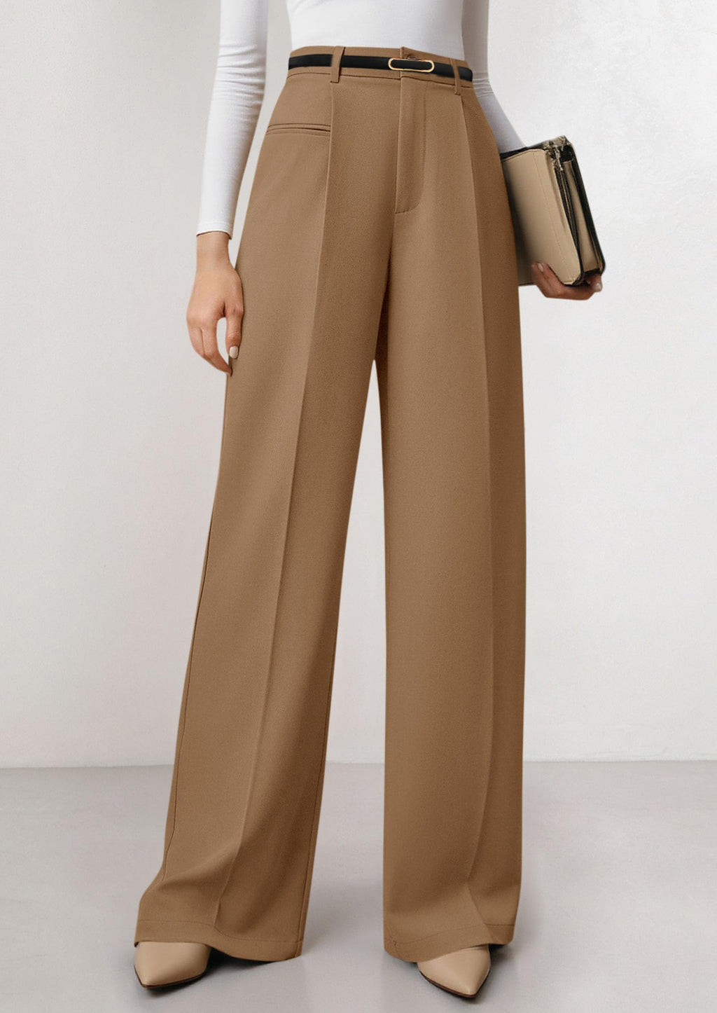 PRETTYGARDEN Womens Wide Leg Dress Pants Business Casual Flowy Work Palazzo Pants High Waisted Slacks Trousers