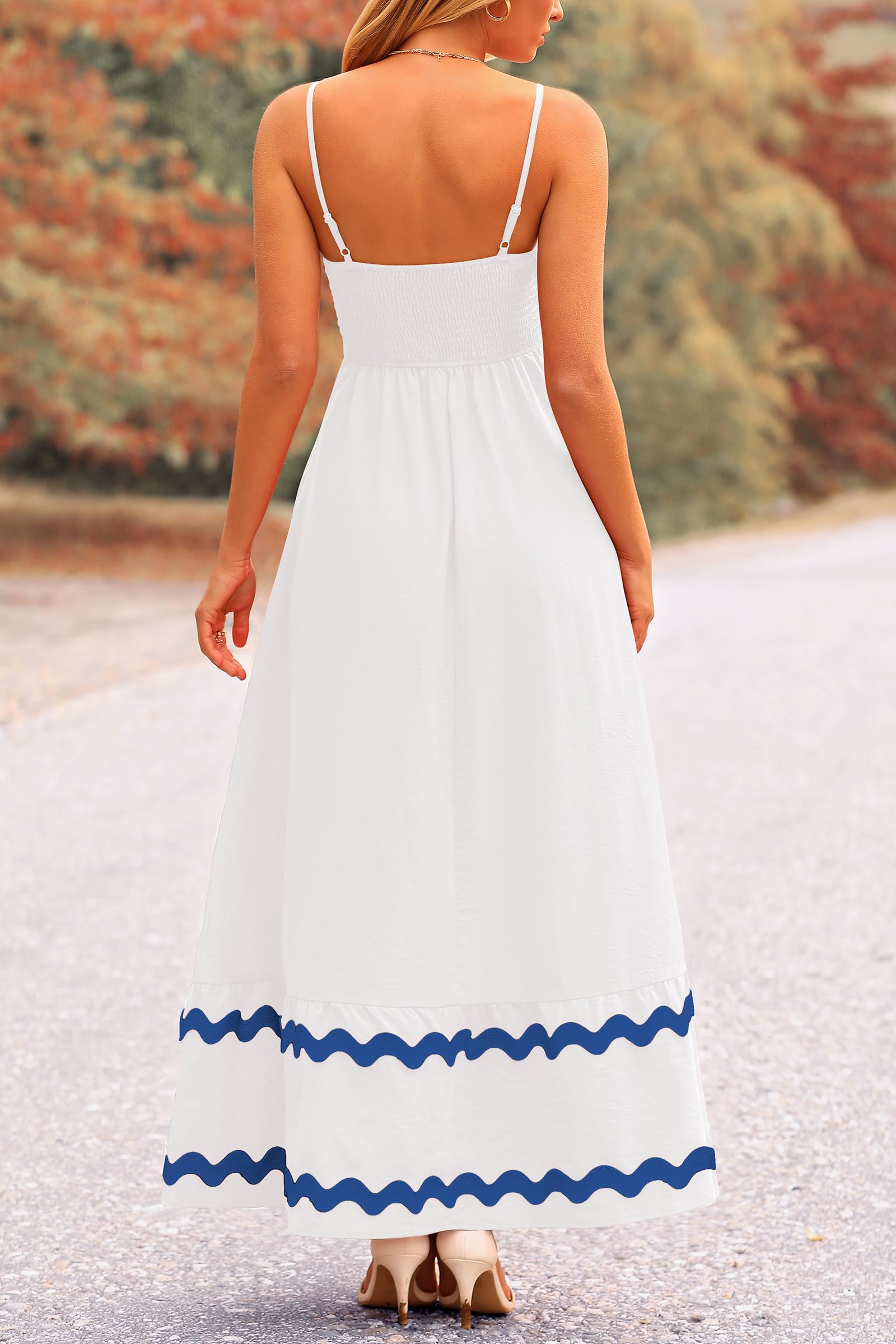 PRETTYGARDEN Women's Summer Flowy Maxi Dress Casual Sleeveless Spaghetti Strap Ruffle Beach Long Dresses