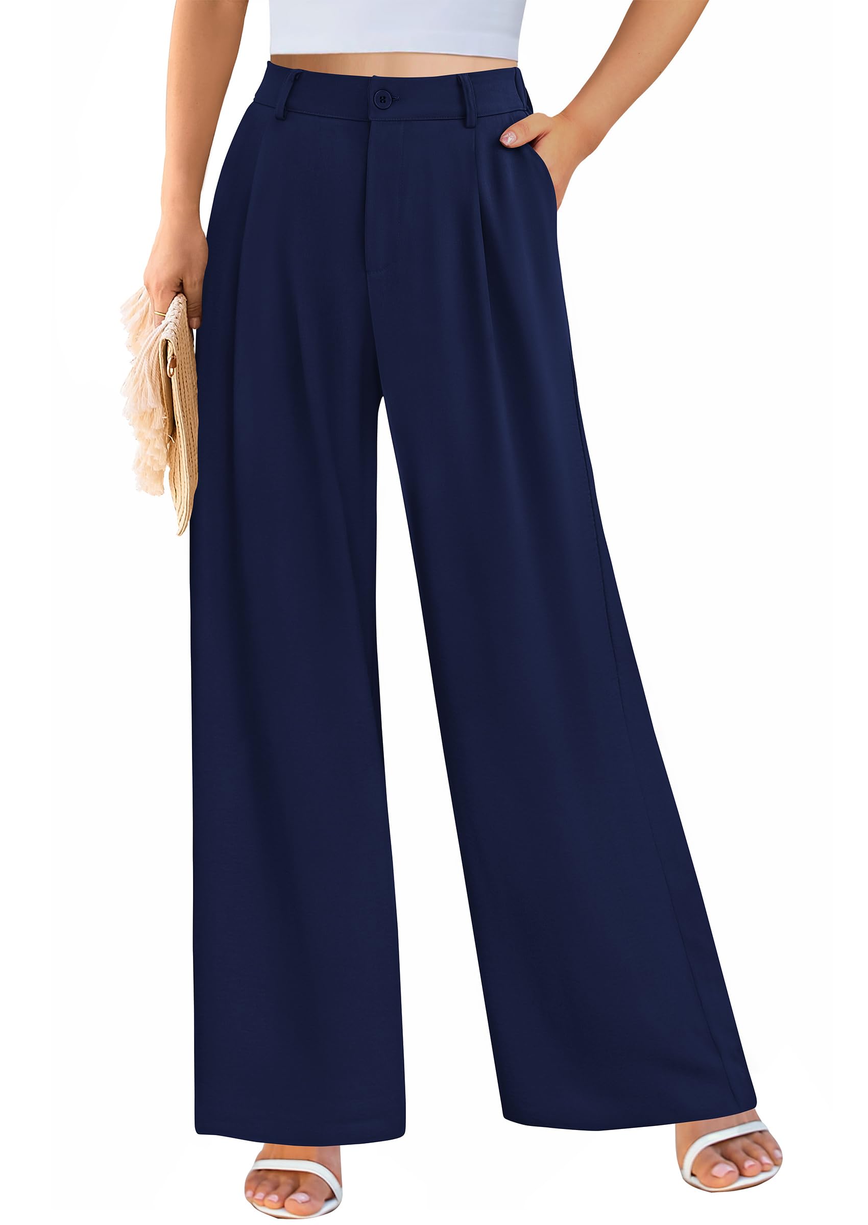 PRETTYGARDEN Wide Leg Pants for Women Trendy Fall High Waisted Business Casual Outfits Work Pant Trousers