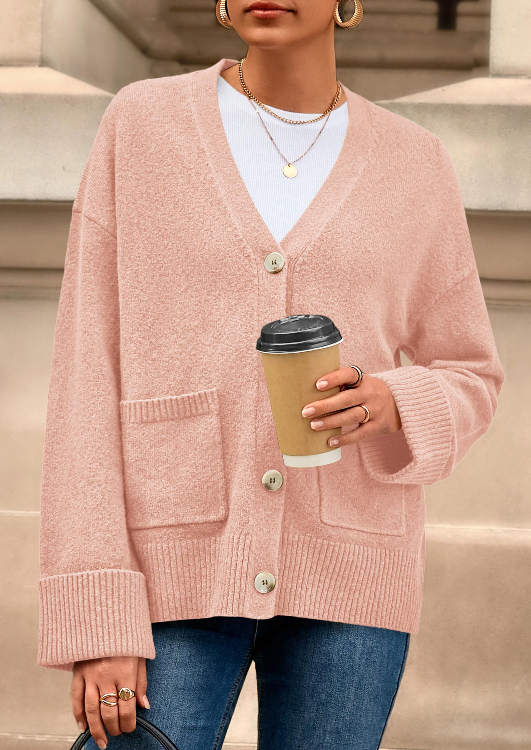 PRETTYGARDEN Women's Oversized Cardigan Sweaters Trendy Chunky Knit Long Sleeve V Neck Button Down Fall Winter Outfits