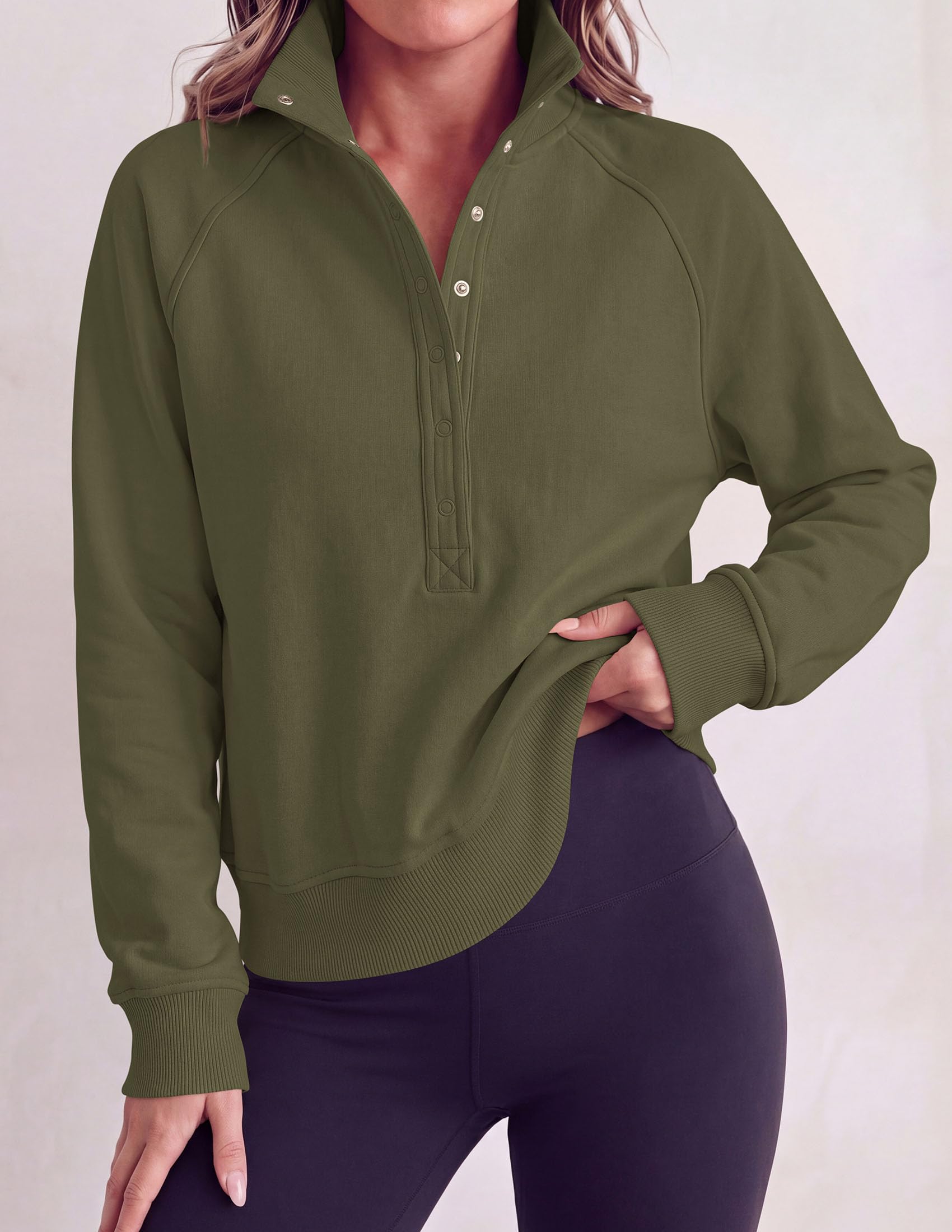 PRETTYGARDEN Women's Fall Trendy Oversized Sweatshirts Comfy Ribbed Fabric, Raglan Long Sleeve Collared, Button Up Henley Pullover Blouse, Casual Workout Tops, Y2K Fashion Clothing