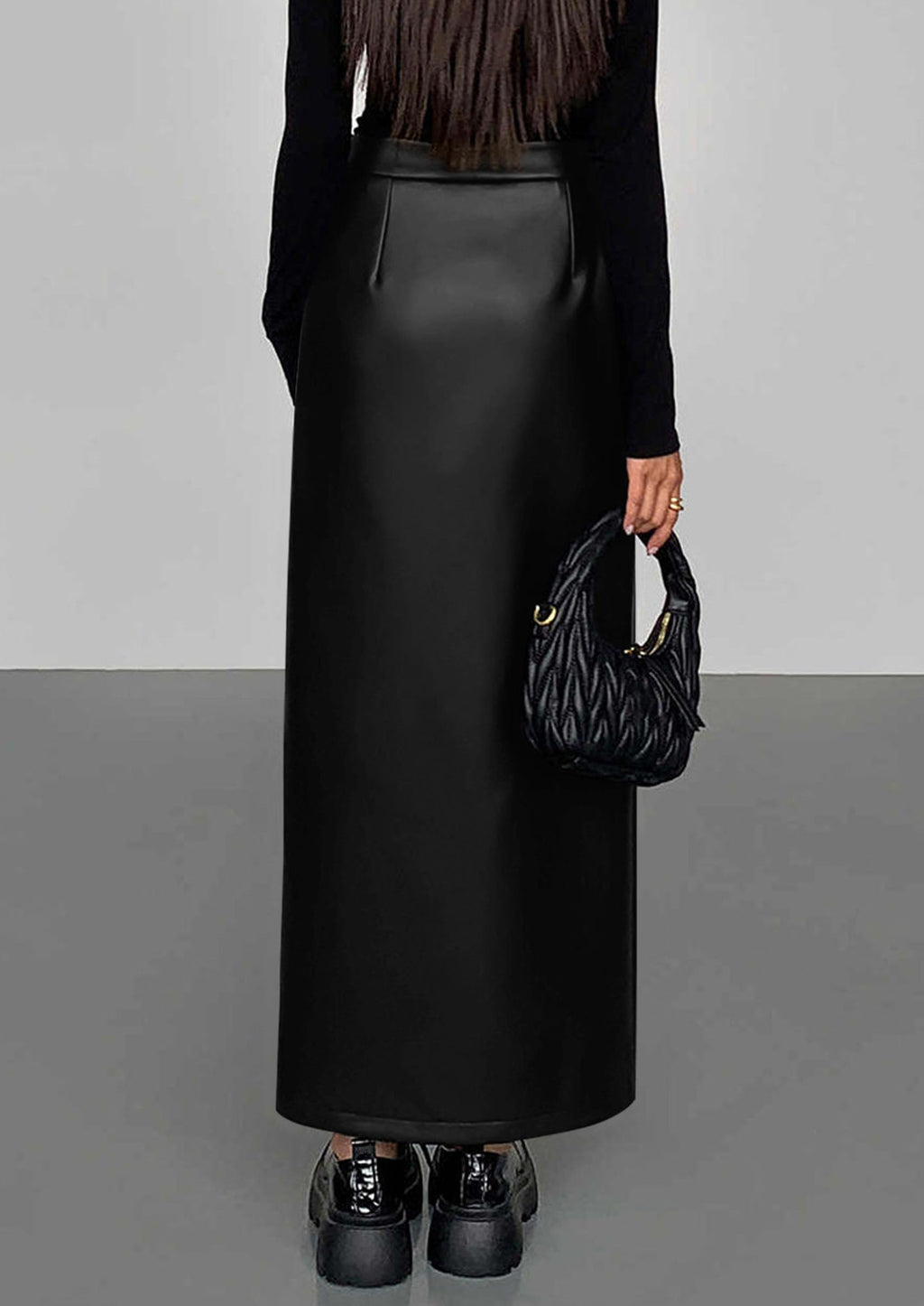 PRETTYGARDEN Womens Faux Leather Skirts Fall Fashion Bodycon High Waisted Slit Work Office Winter Maxi Long Pencil Skirt