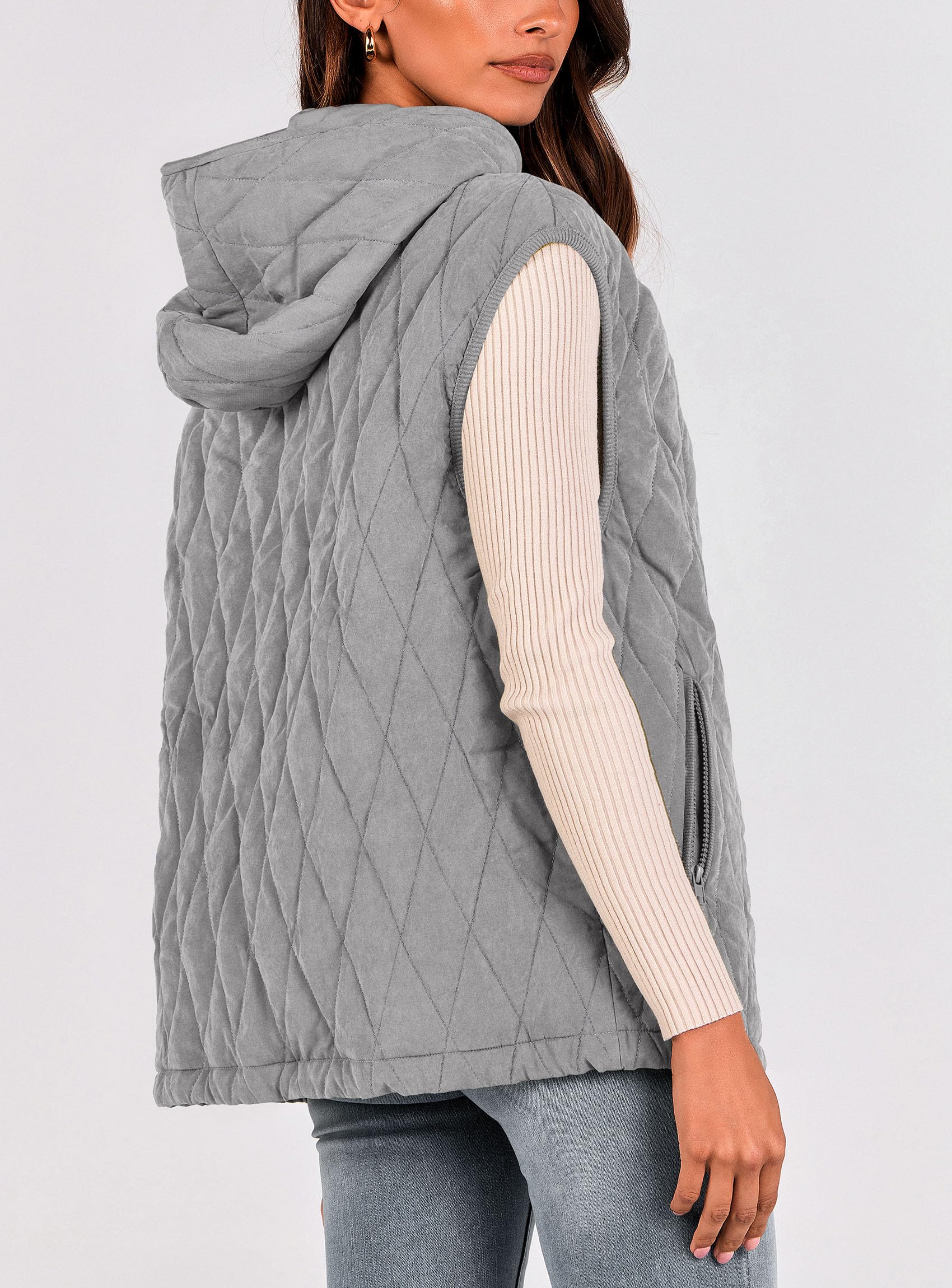 PRETTYGARDEN Women's Fall Spring Vest Casual Sleeveless Hooded Zip Up Jacket Trendy Winter Coat Outerwear