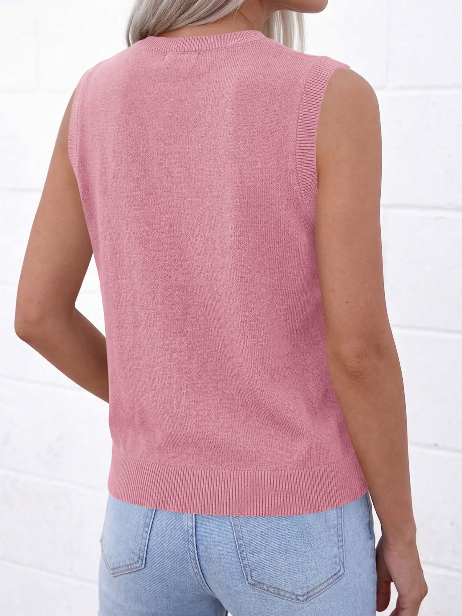 BTFBM Sweater Vest Women Casual Crewneck Loose Button Down Knit Sleeveless Cardigan Spring Clothes Summer Vest Tops