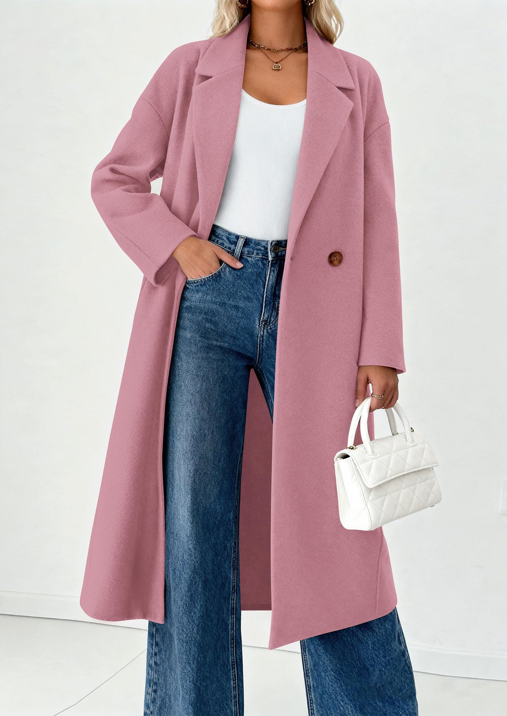 PRETTYGARDEN Womens Winter Coats Trendy Long Sleeve Notch Lapel Button Long Jackets Casual Oversized Vacation Outfits