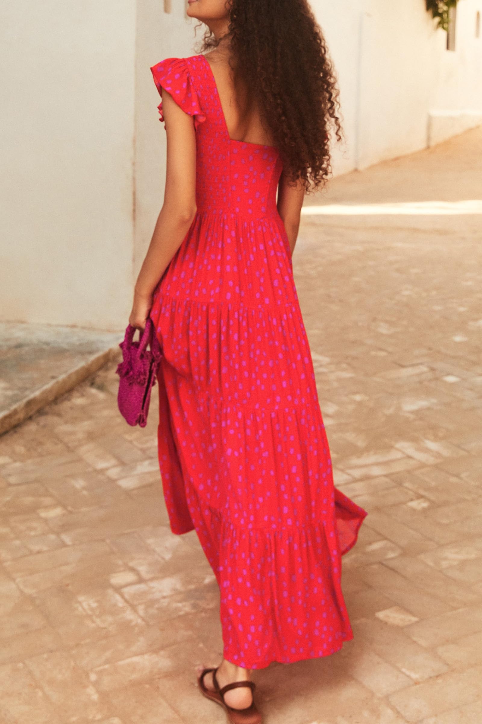Visit the PRETTYGARDEN Store PRETTYGARDEN Women's Summer Floral Midi Dress Cap Sleeve V Neck Ruffle Long Flowy Boho Casual Beach Vacation Dresses