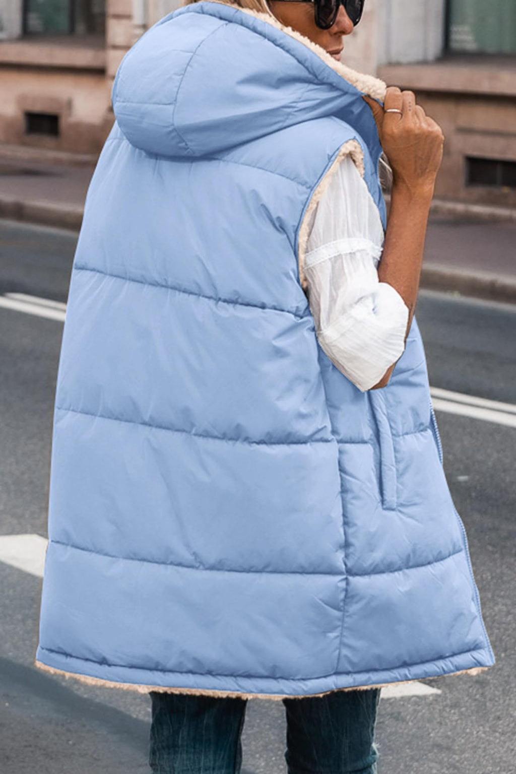 PRETTYGARDEN Womens Fall Reversible Long Vests Sleeveless Fleece Jacket Zip Up Hoodie Pockets Warm Coat Winter Clothing