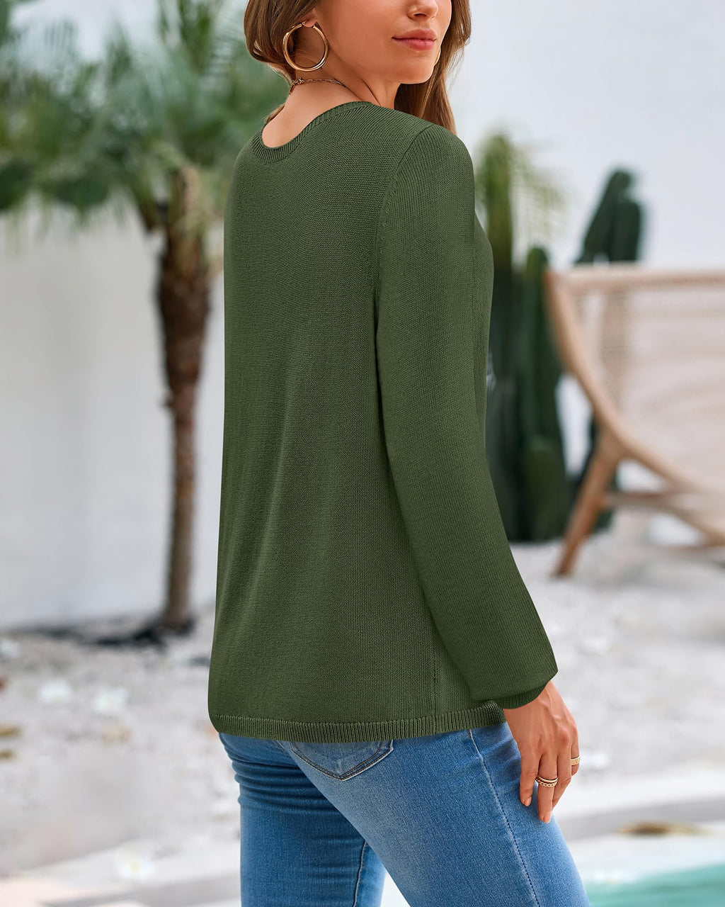BTFBM Womens Long Sleeve Crew Neck Sweaters Spring Casual Classic Soft Loose Fit Basic Pullover Jumper Knit Top