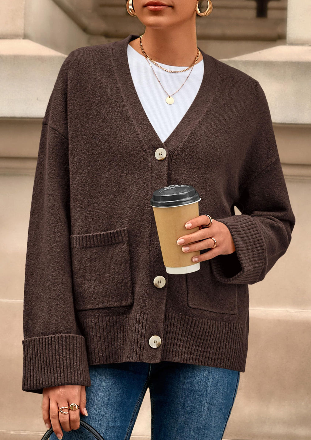 PRETTYGARDEN Women's Oversized Cardigan Sweaters Trendy Chunky Knit Long Sleeve V Neck Button Down Fall Winter Outfits