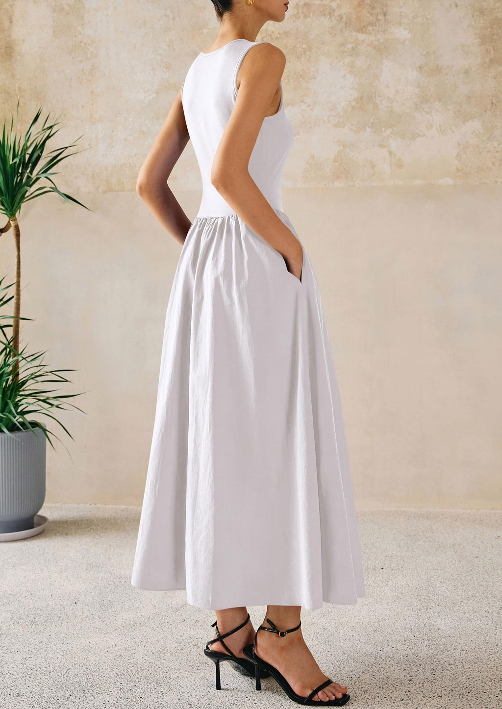 PRETTYGARDEN Maxi Dresses for Women Summer Casual Sleeveless Patchwork Flowy Vacation Sundress Knit Long Work Tank Dress
