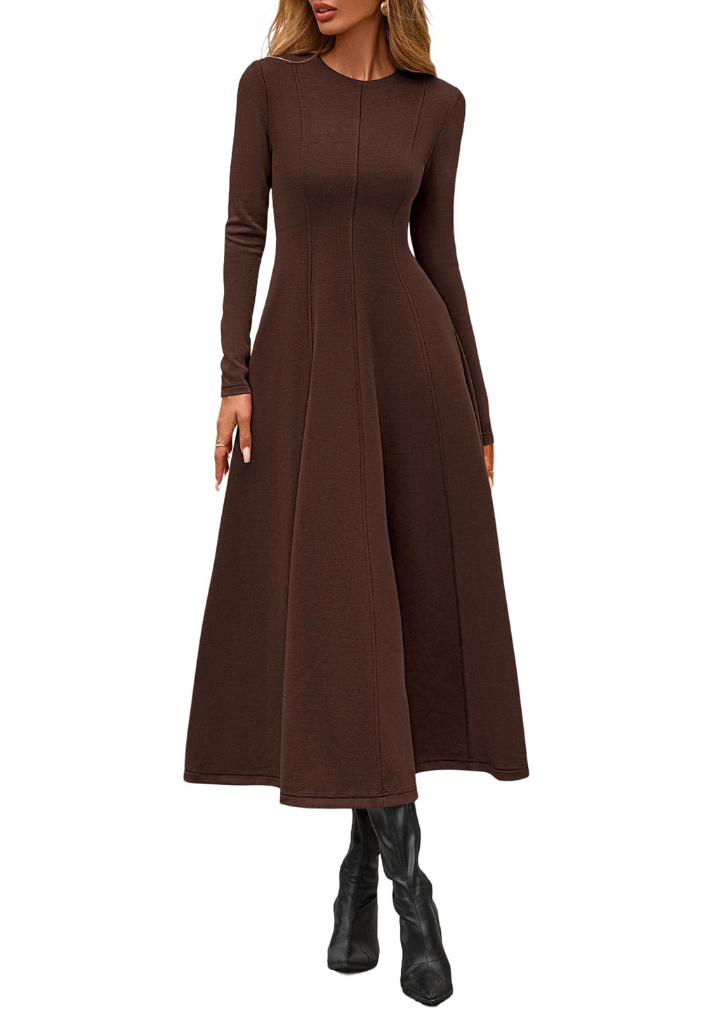 PRETTYGARDEN Cocktail Dresses for Women  Elegant Classy Fall Long Sleeve Midi A Line Flowy Modest Winter Party Dress