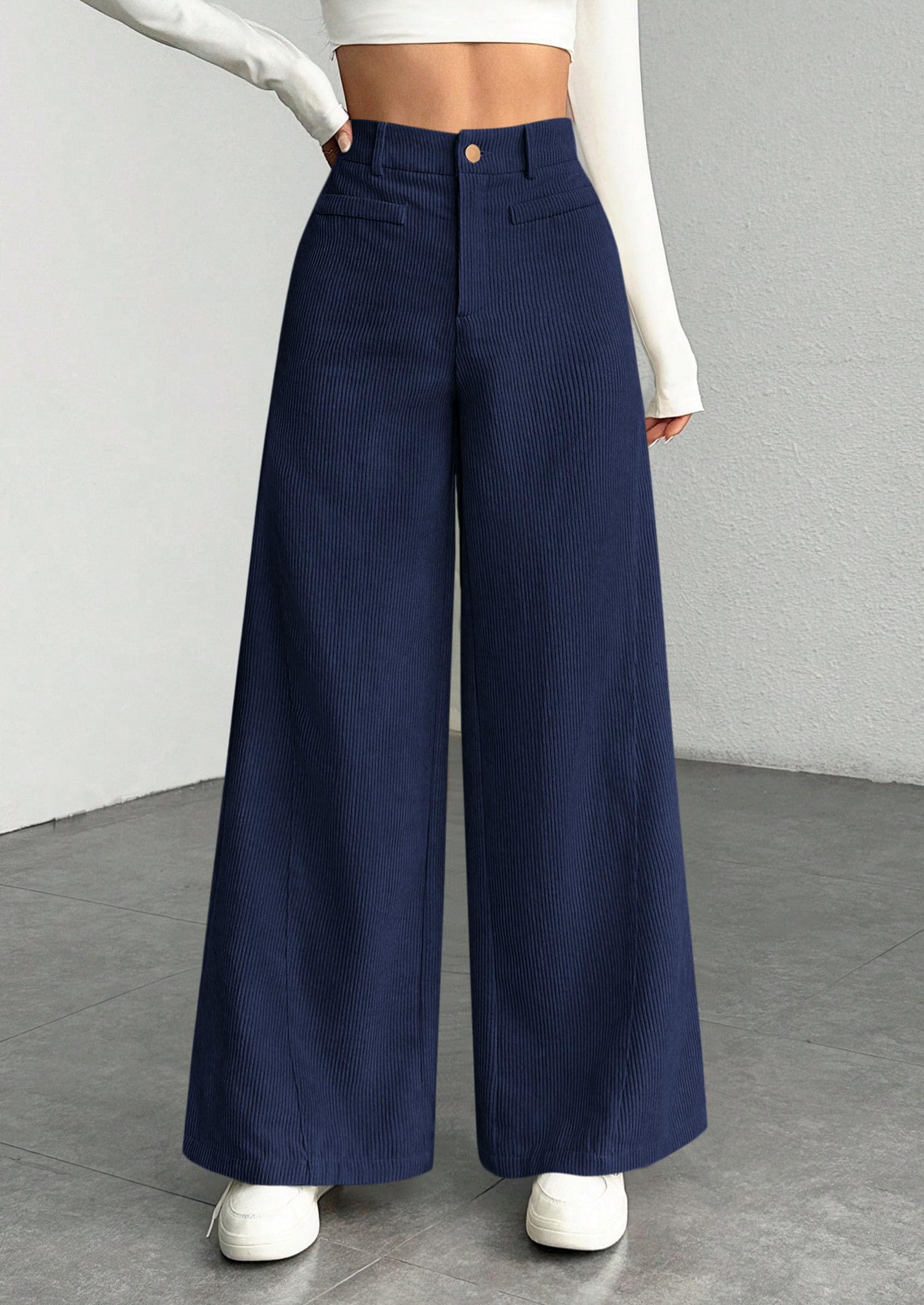 PRETTYGARDEN Women's High Waisted Corduroy Pants Casual