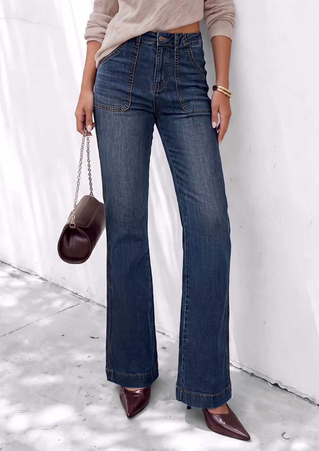 PRETTYGARDEN Womens High Waisted Wide Leg Jeans Demin Pants