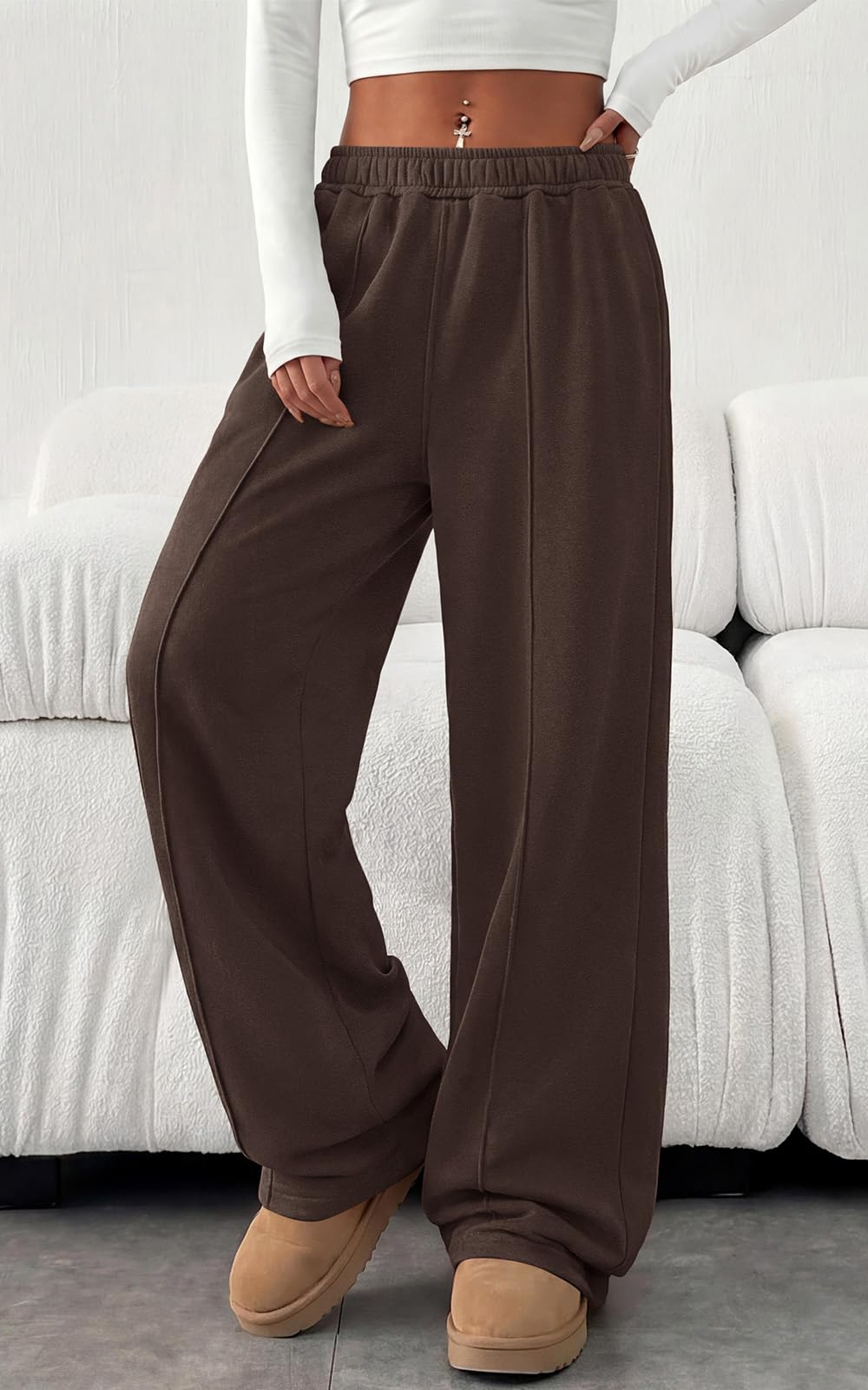 PRETTYGARDEN Fall Womens Sweatpants Baggy Wide Leg Pants with Pockets | Elastic Waist Loose Lounge Pants for Women, Tailored Soft Cotton Sweatpants Women, Fashion Y2k Outfits, Jogger Sweatpant