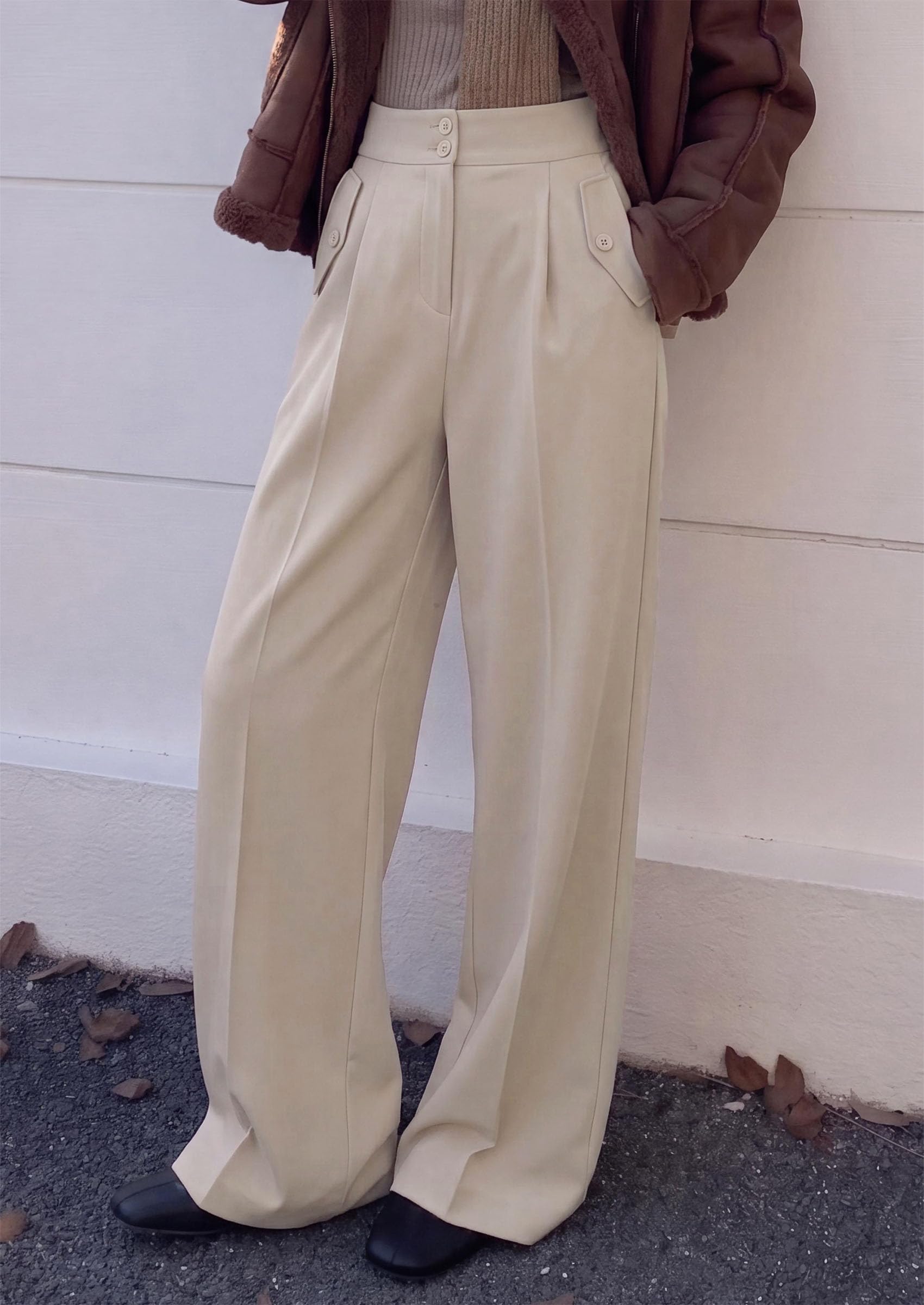 PRETTYGARDEN Women's Wide Leg Work Dress Pants Trousers | Palazzo Pant with Pockets, Lightweight Flowy, High Elastic Waistband, Office Wear, Business Casual Outfits, Fashion Clothing