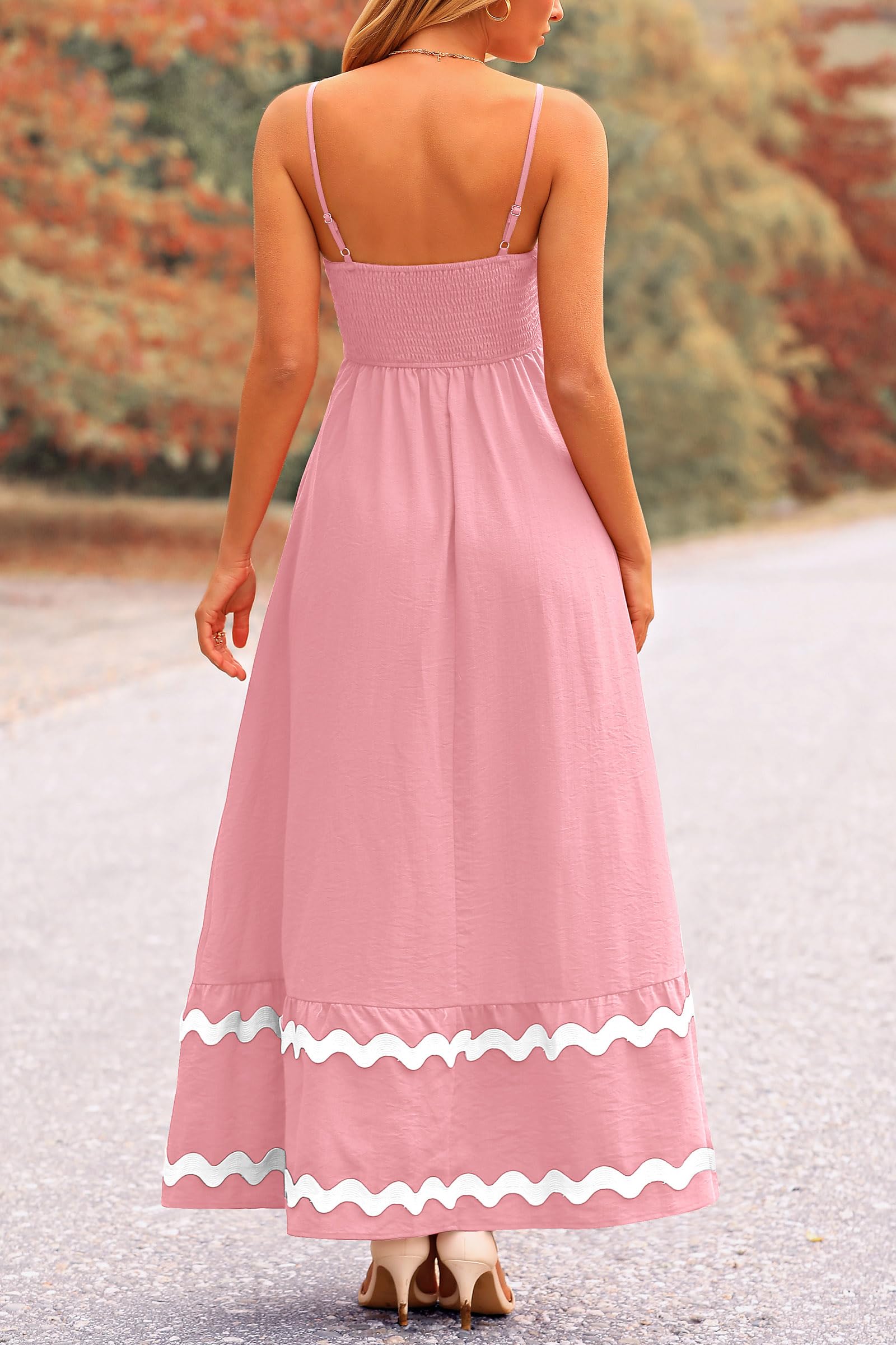 PRETTYGARDEN Women's Summer Flowy Maxi Dress Casual Sleeveless Spaghetti Strap Ruffle Beach Long Dresses